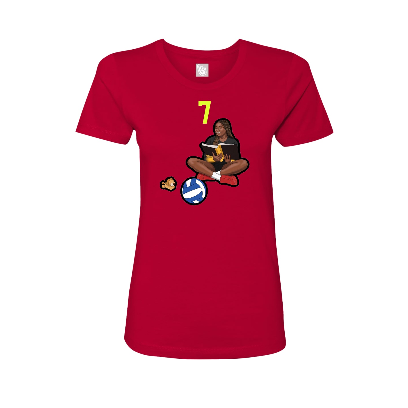 Fitted Women's Tee — Number Top in Red