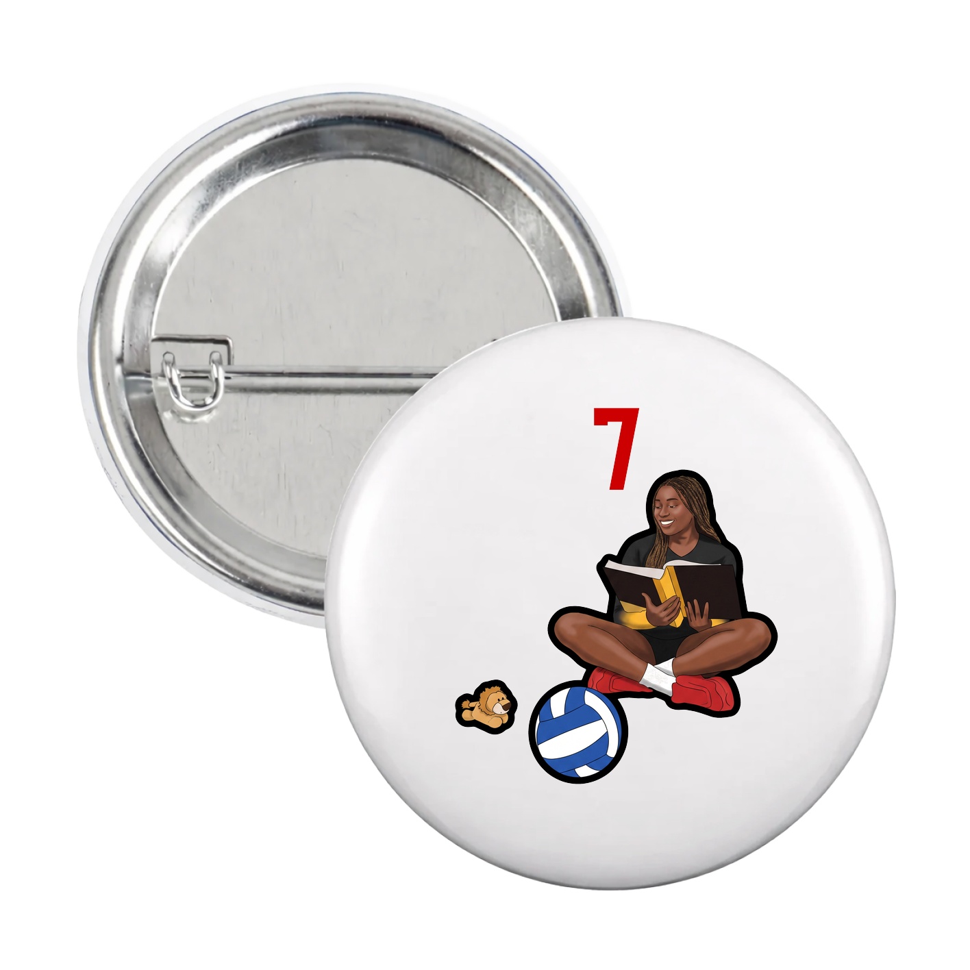 Game Day Button — Number Top in White