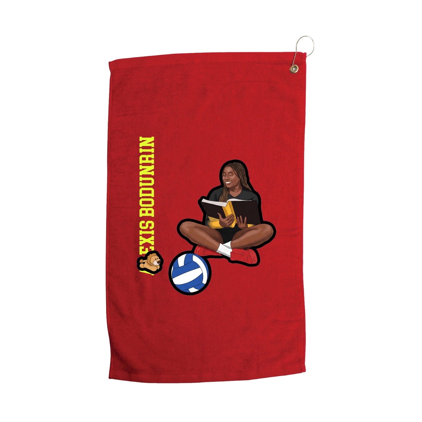 Golf Towel — Name Vertical in Red