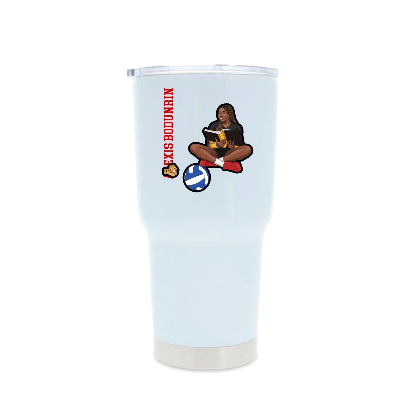 30oz Stainless Steel Tumbler — Name Vertical in White