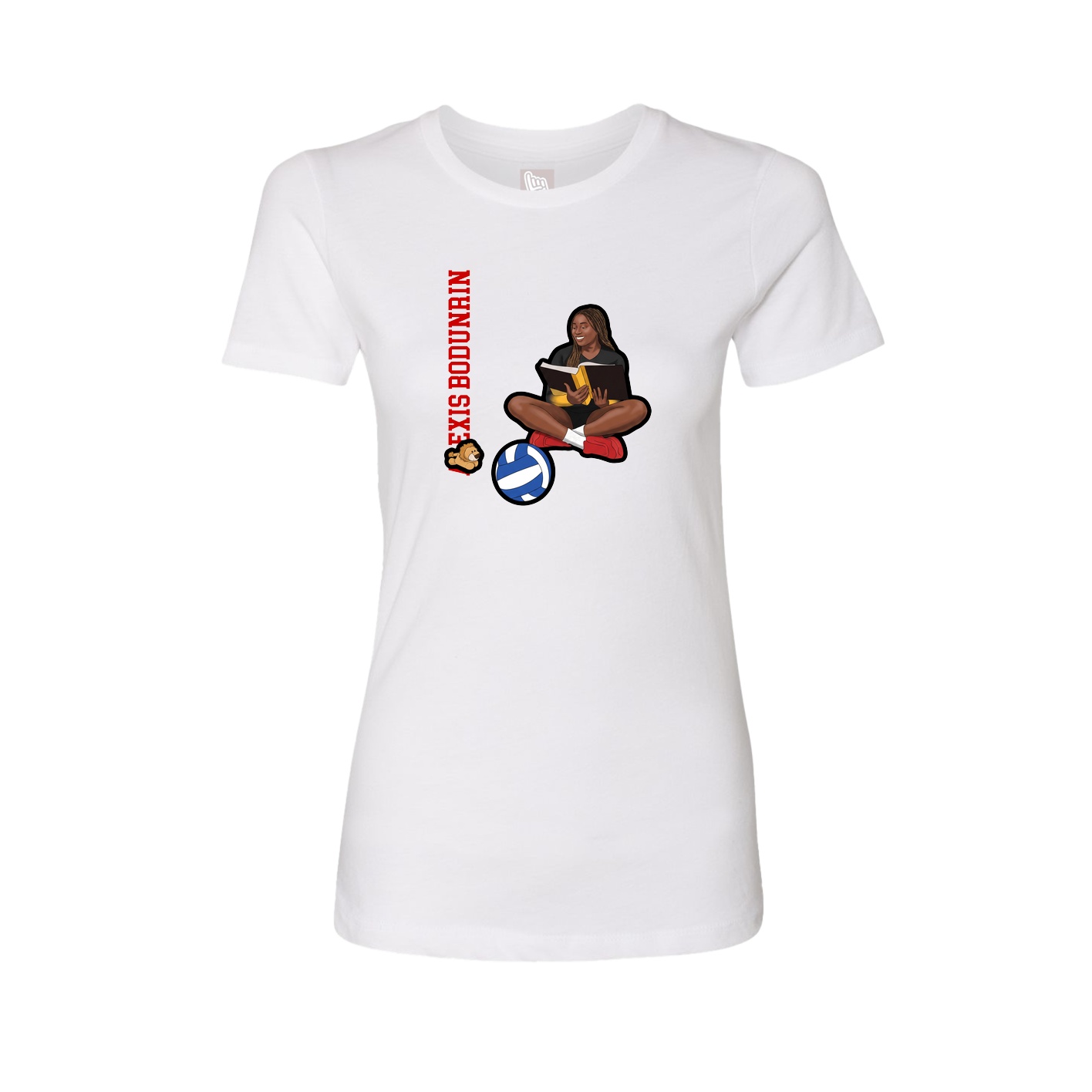 Fitted Women's Tee — Name Vertical in White