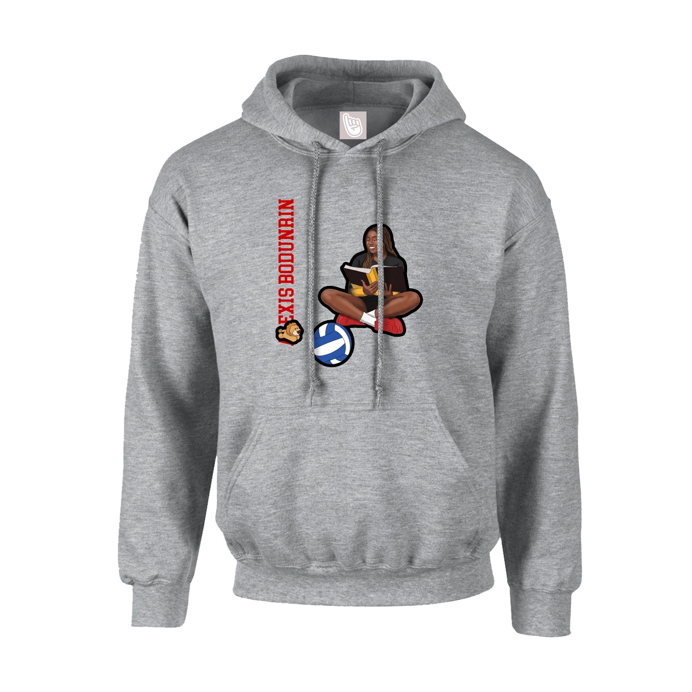 Youth Hoodie — Name Vertical in Grey