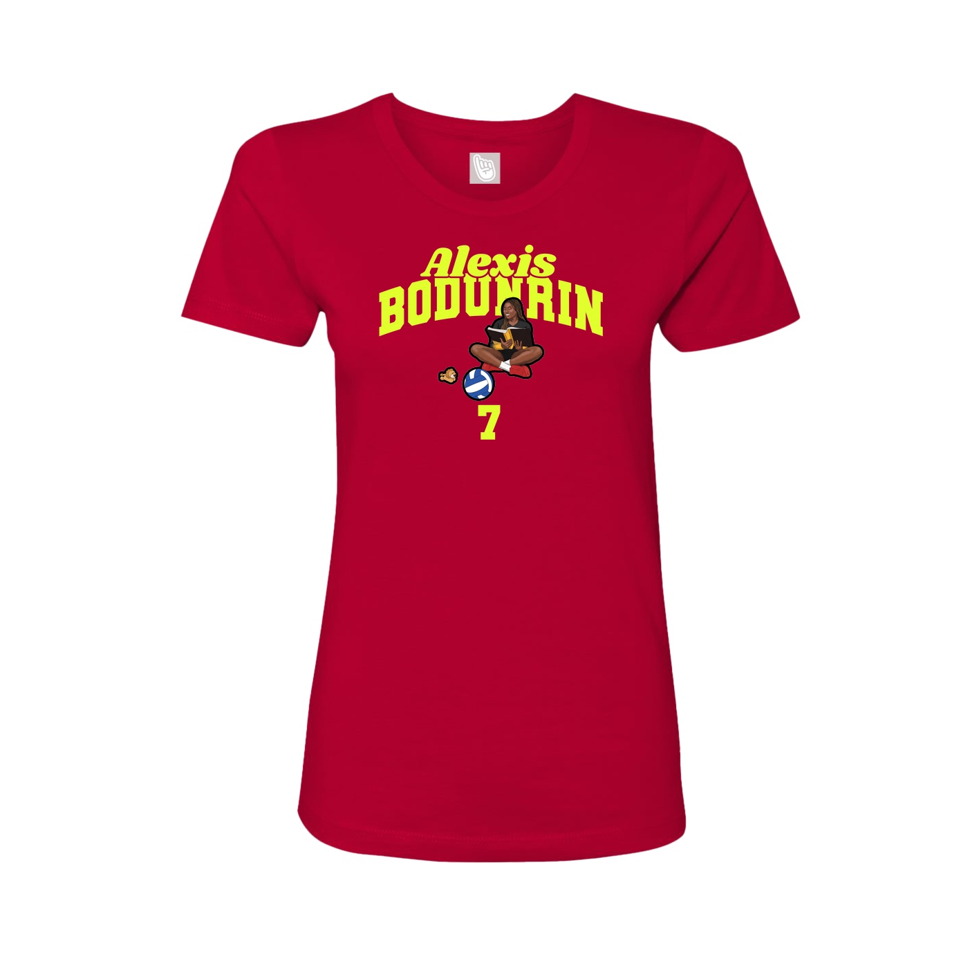 Fitted Women's Tee — Signature Arch in Red
