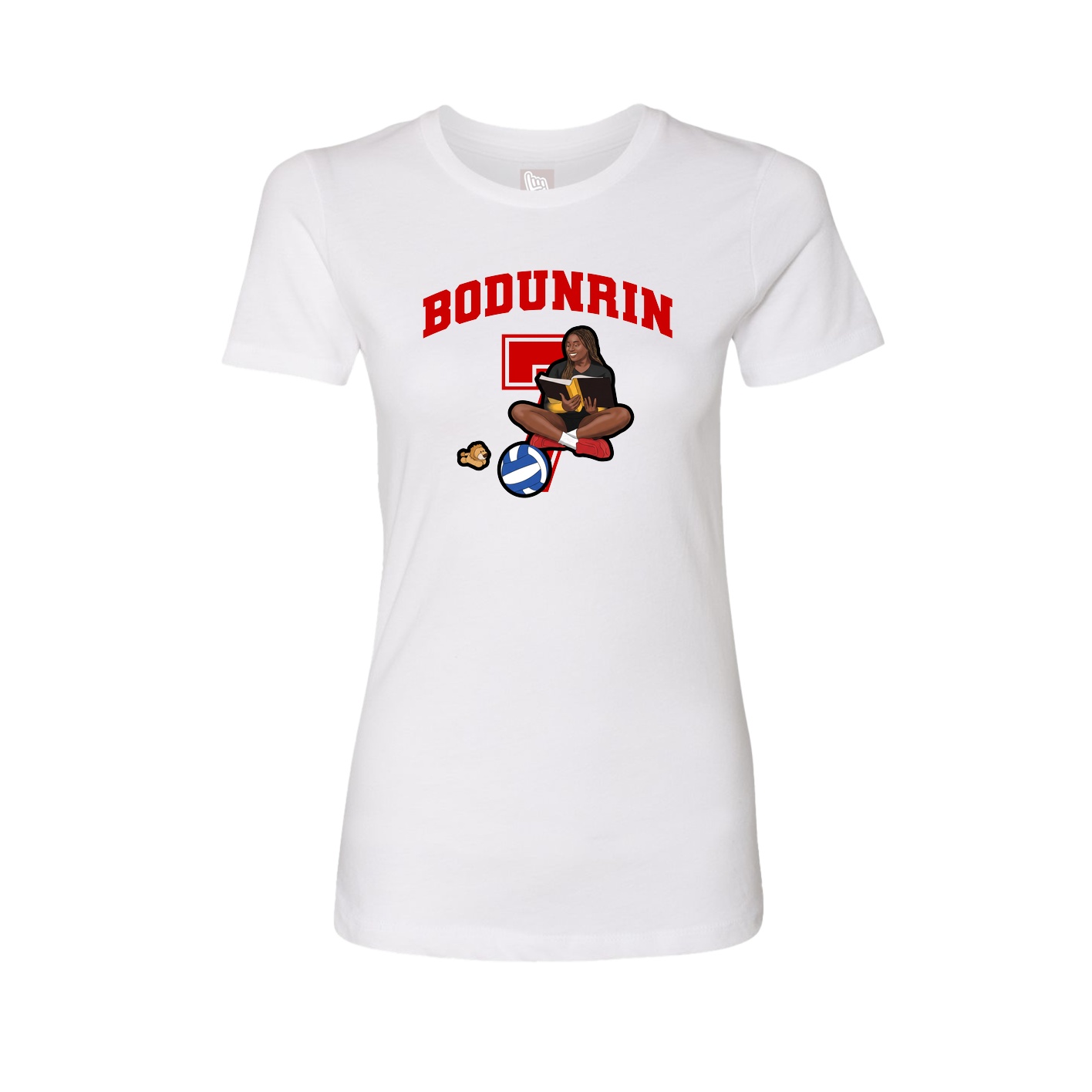 Fitted Women's Tee — Number in White