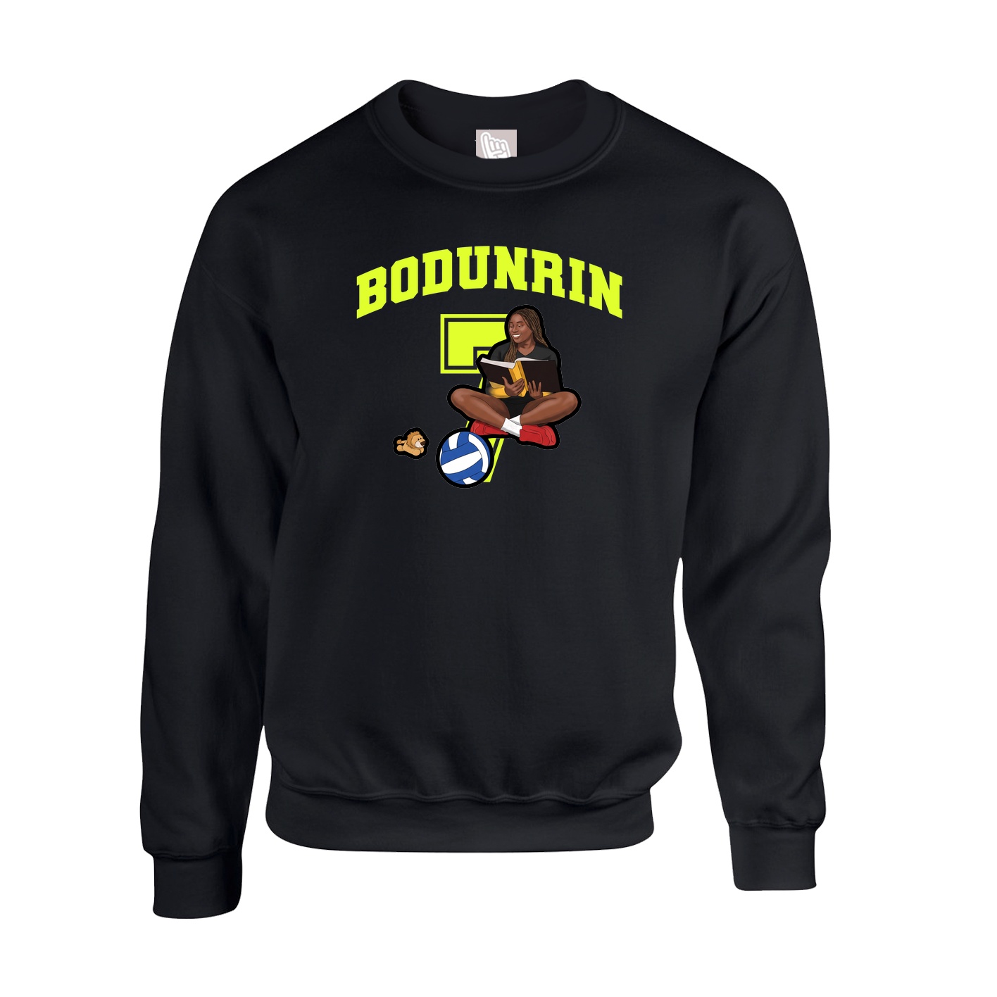 Fleece Crew — Number in Black