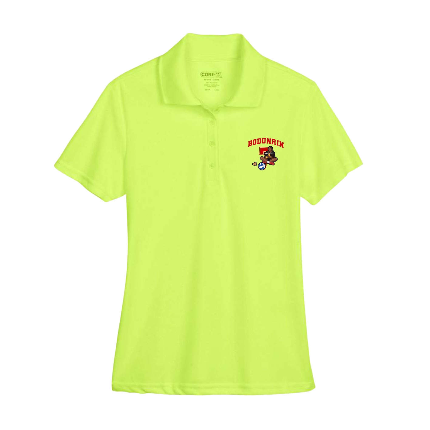 Womens Performance Polo — Number in Yellow