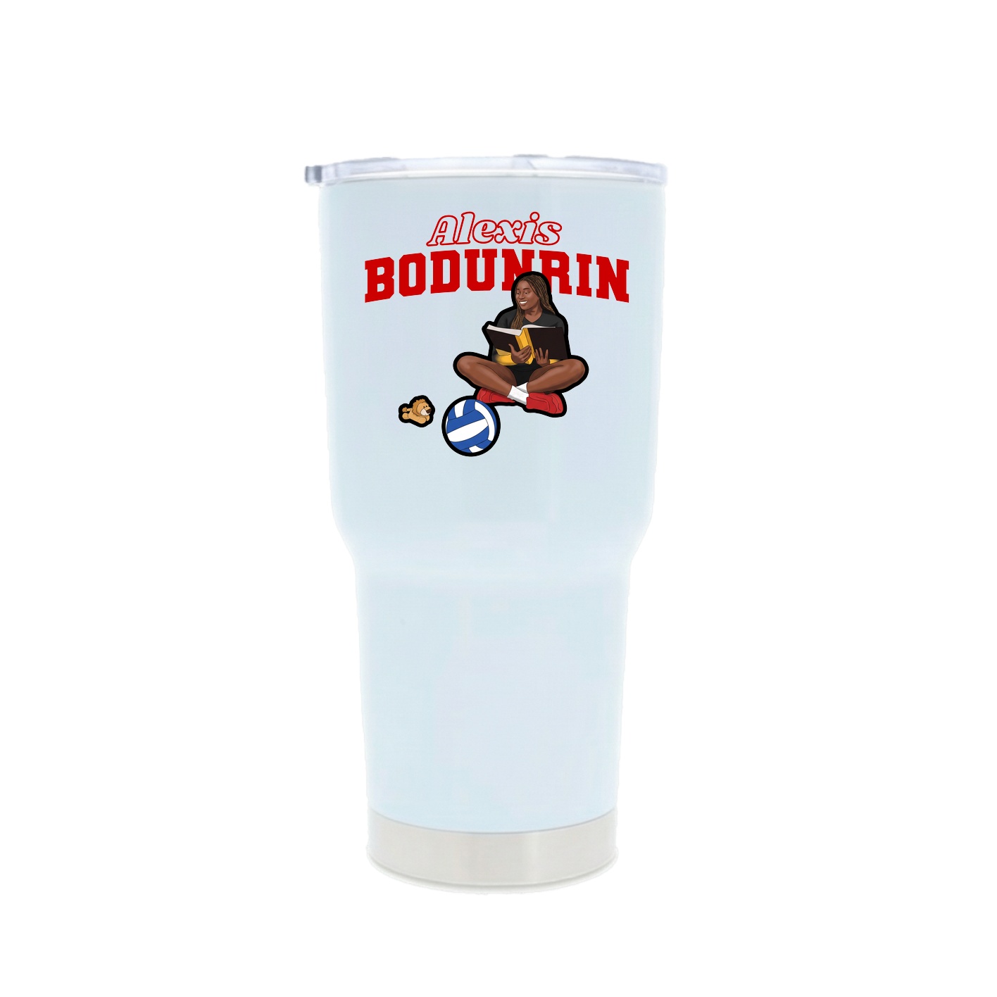 30oz Stainless Steel Tumbler — Name Arch in White