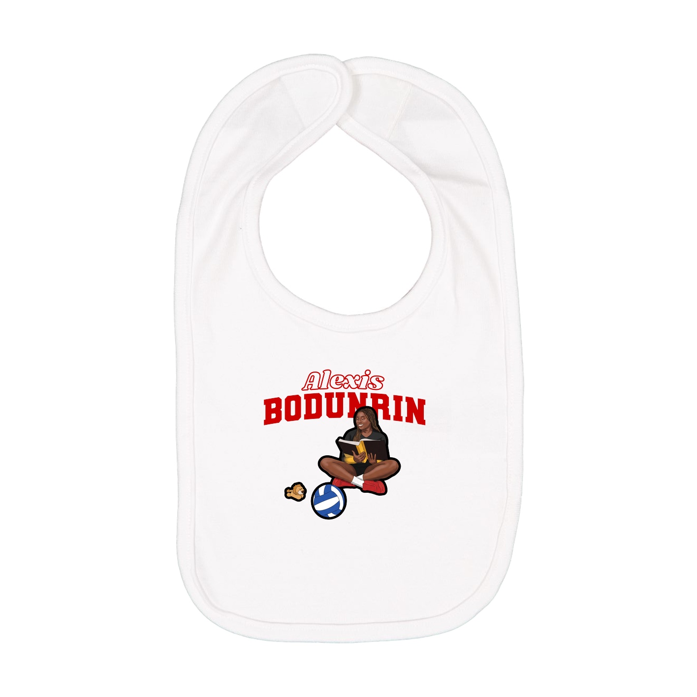 Infant Bib — Name Arch in White