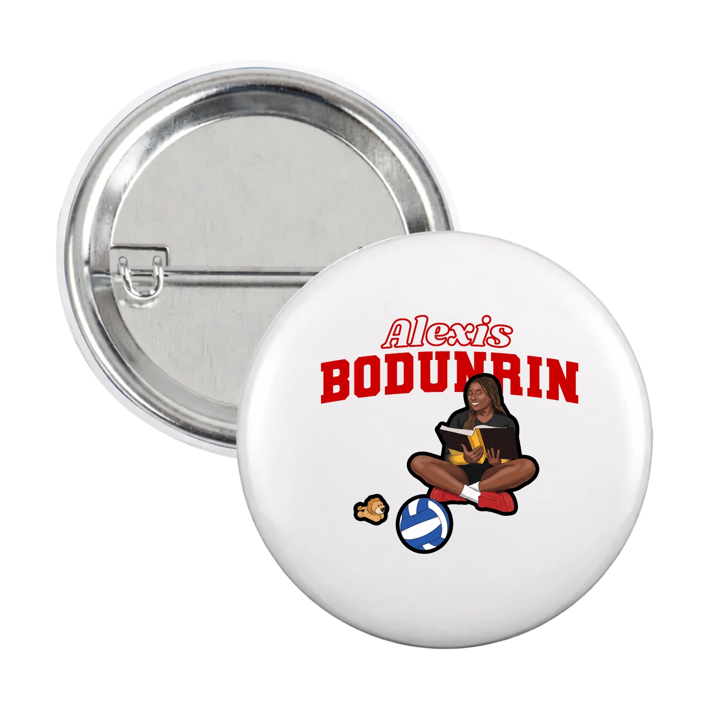 Game Day Button — Name Arch in White