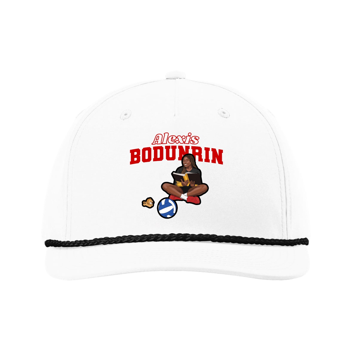 Five-Panel Classic Rope Cap — Name Arch in White