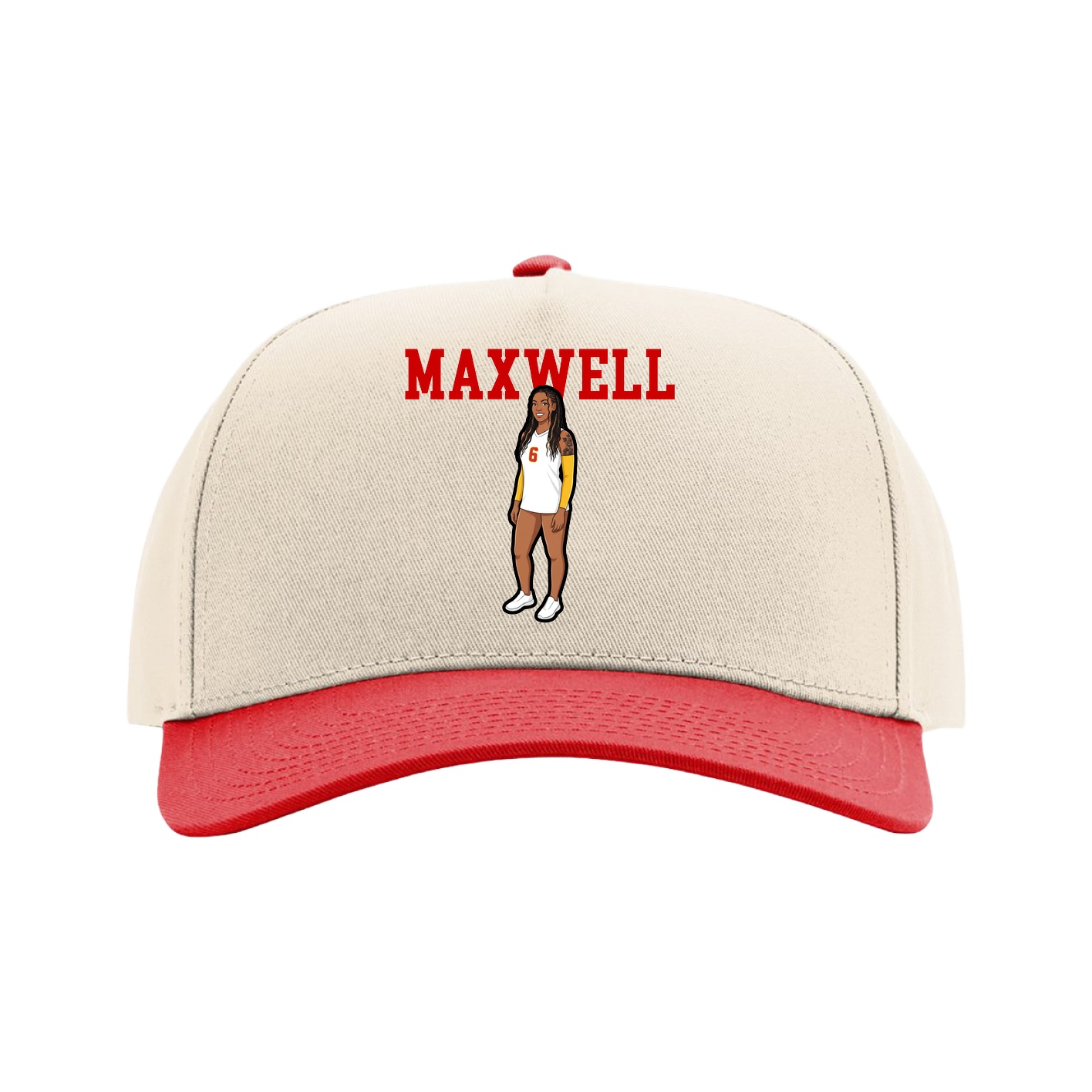 Full Fabric Five-Panel Champ Cap — Shirsey in Cream/Red