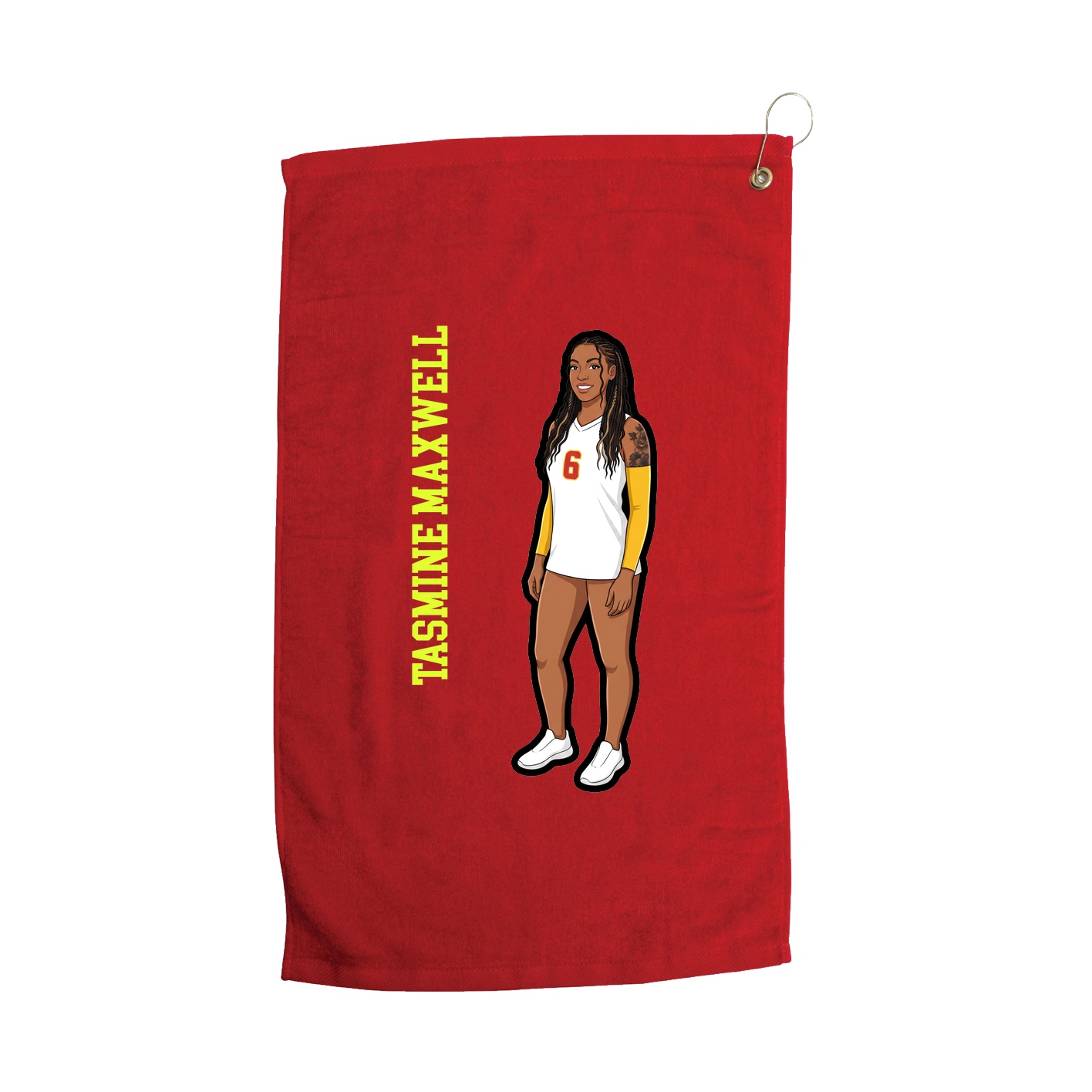 Golf Towel — Name Vertical in Red