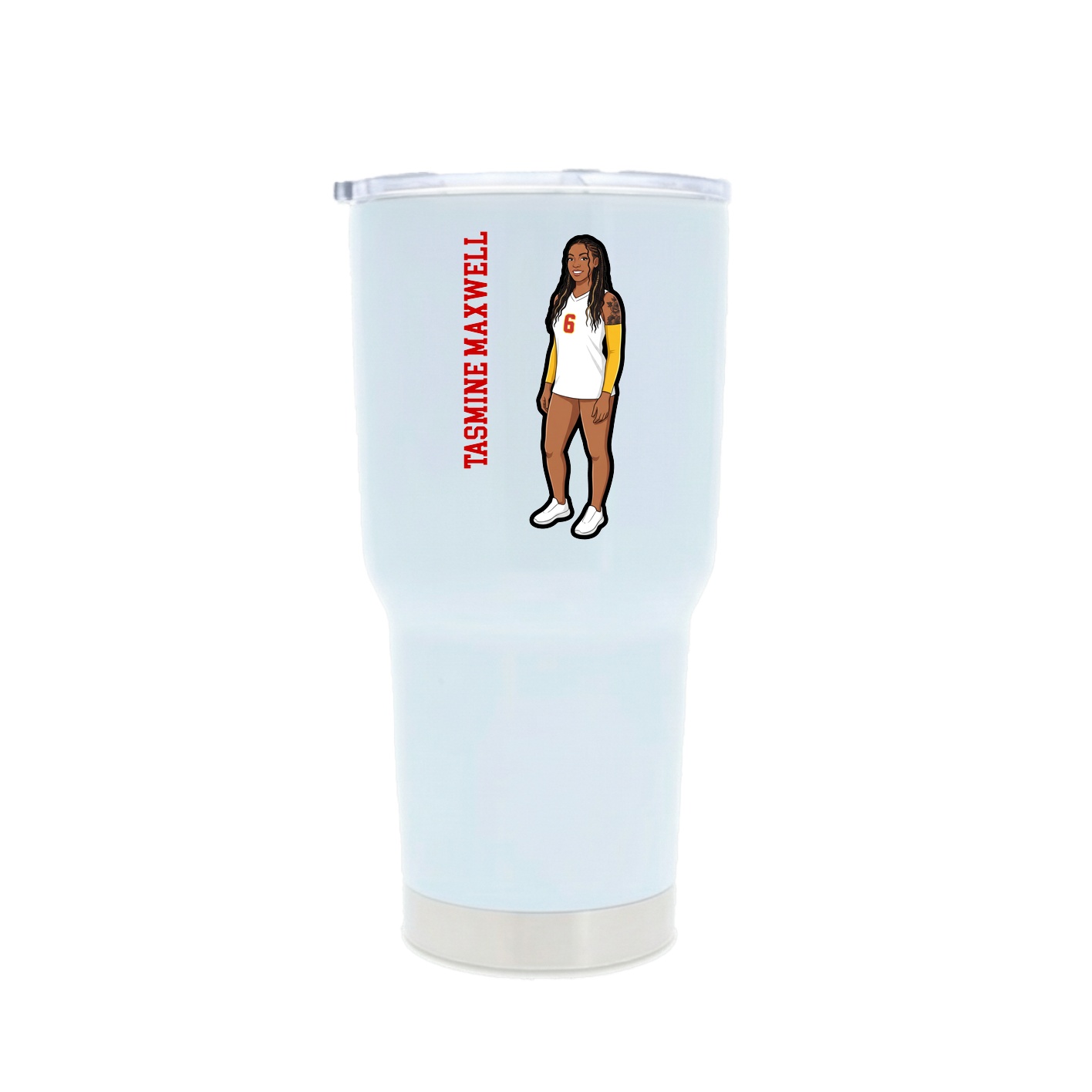 30oz Stainless Steel Tumbler — Name Vertical in White