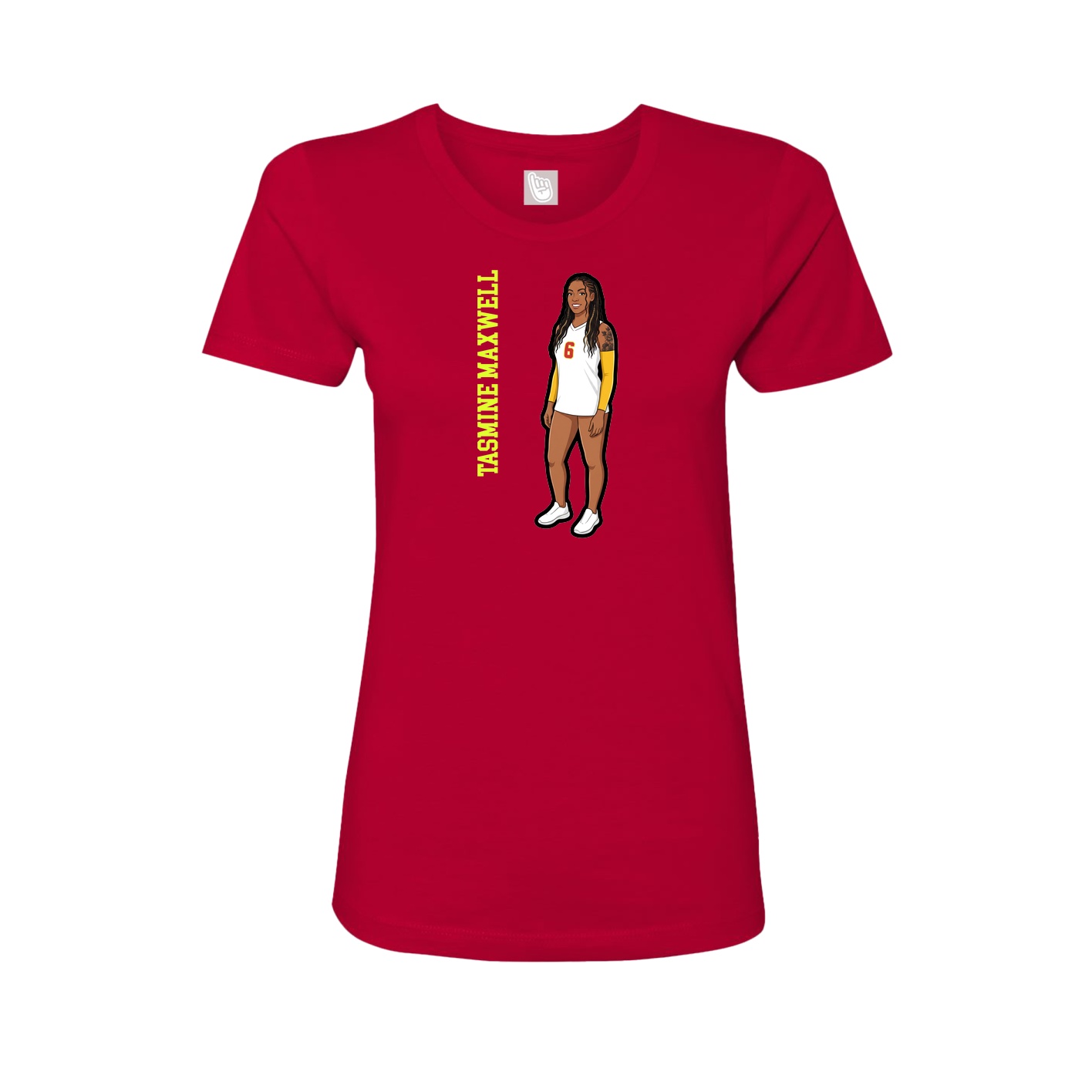 Fitted Women's Tee — Name Vertical in Red
