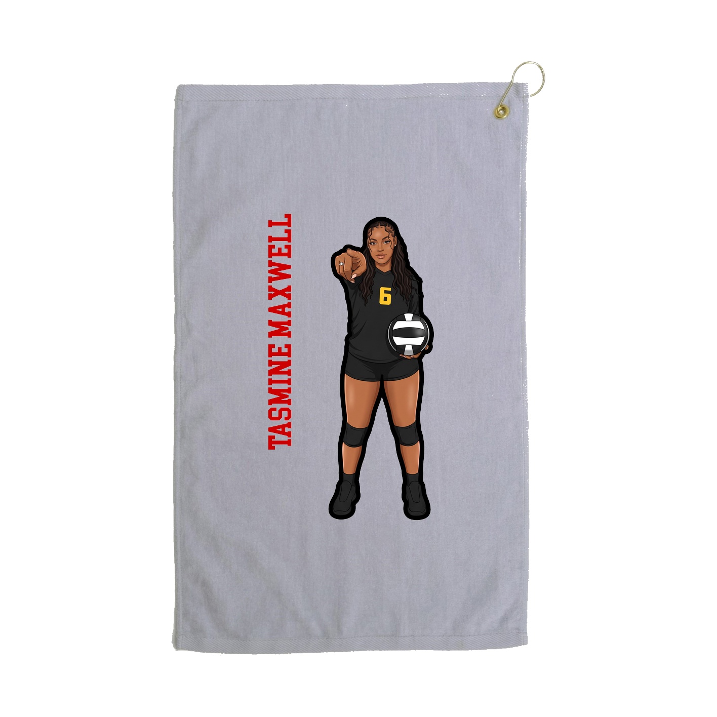 Golf Towel — Name Vertical in Grey