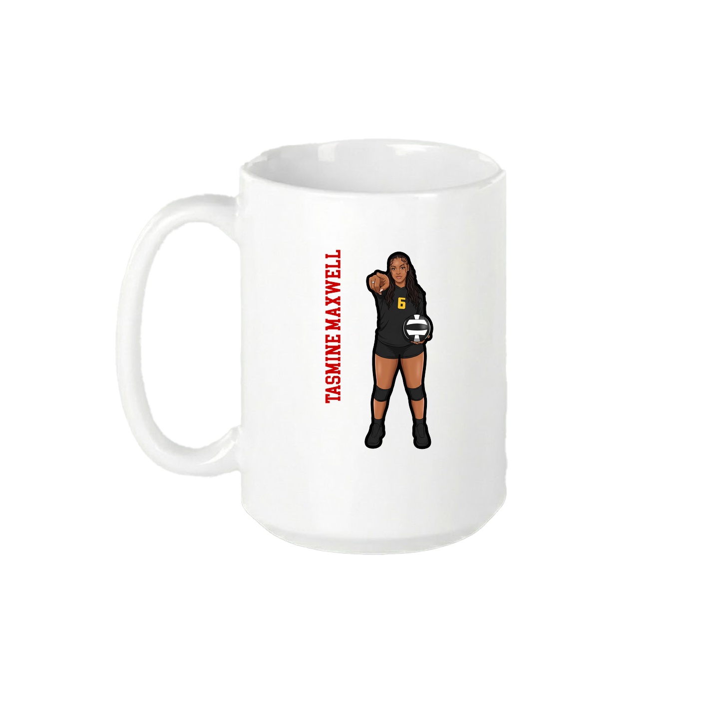 15oz Coffee Mug — Name Vertical in White