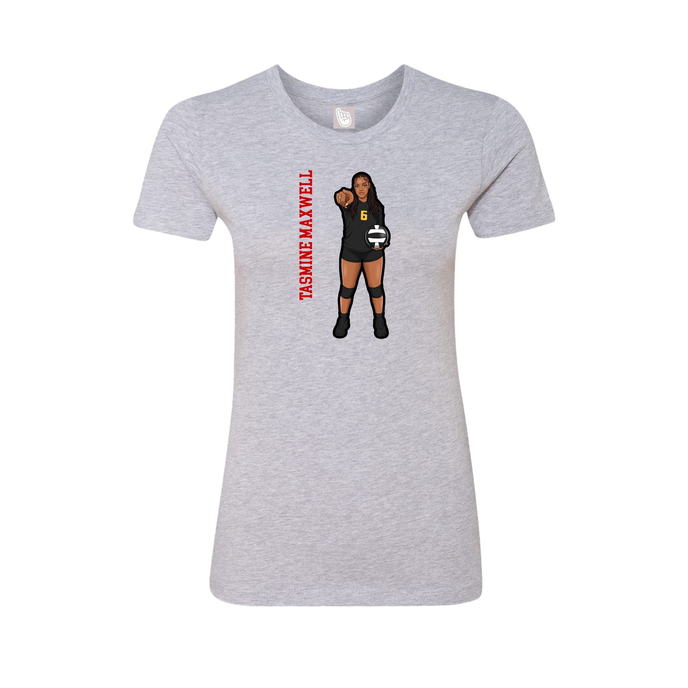 Fitted Women's Tee — Name Vertical in Grey