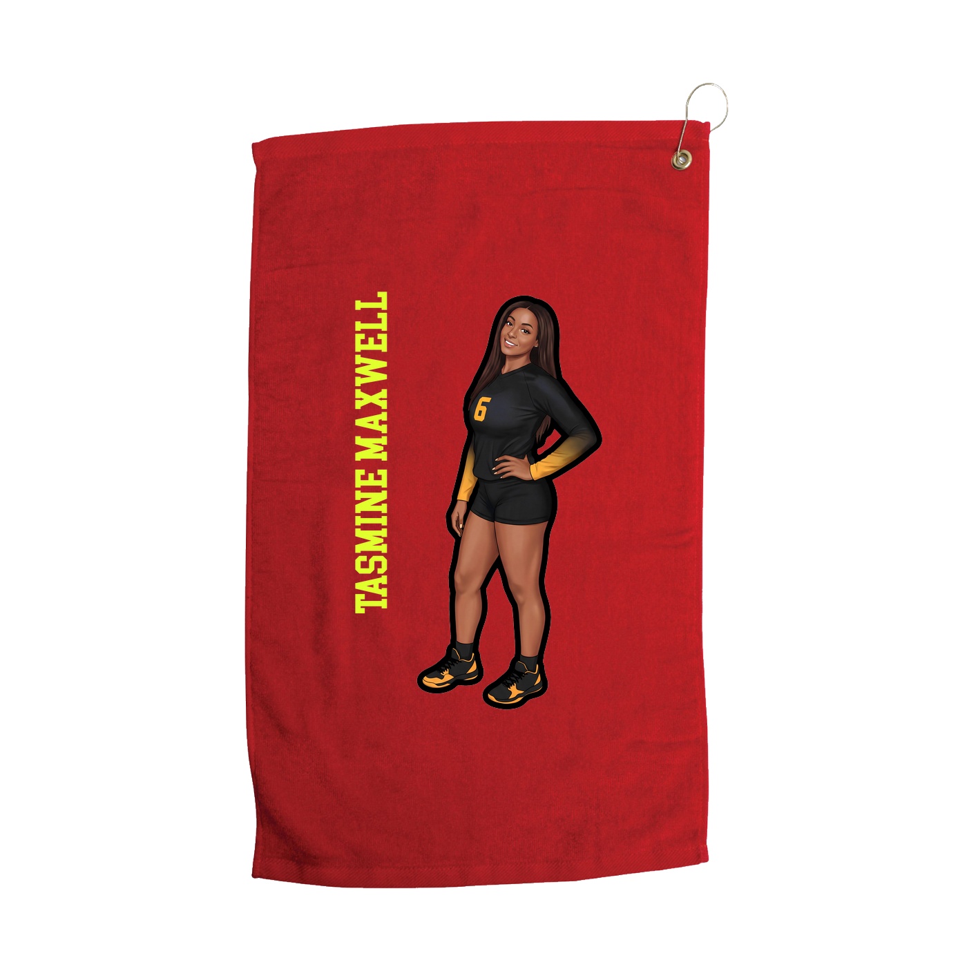 Golf Towel — Name Vertical in Red