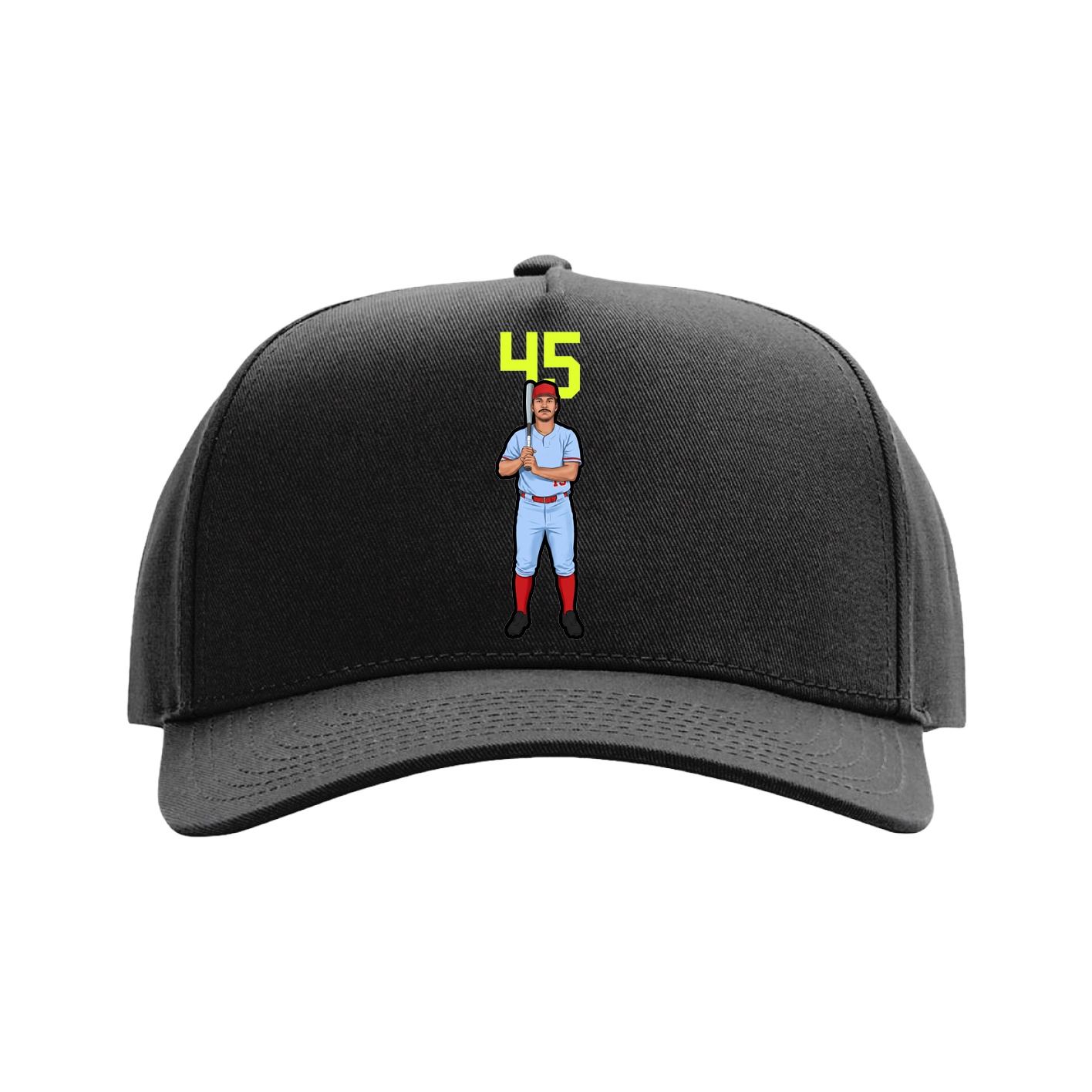 Full Fabric Five-Panel Champ Cap — Number Top in Black