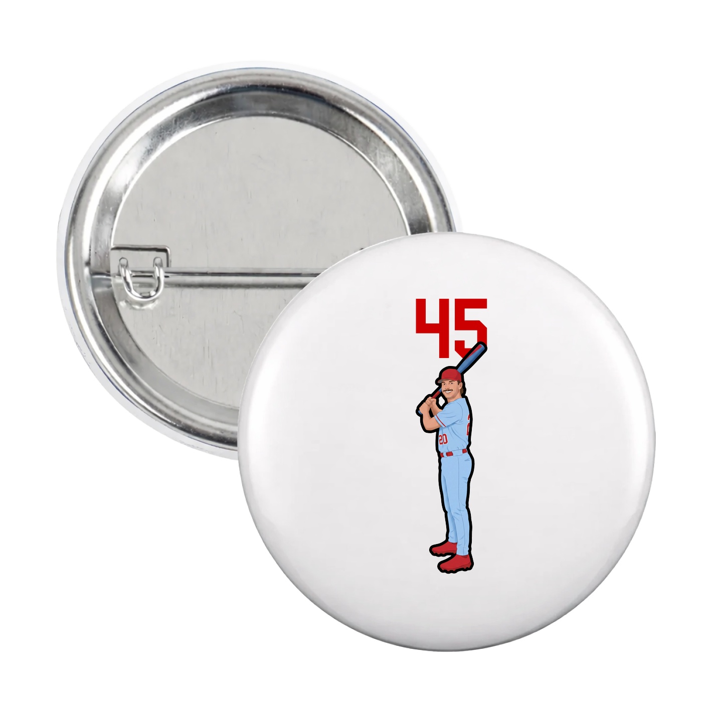 Game Day Button — Number Top in White