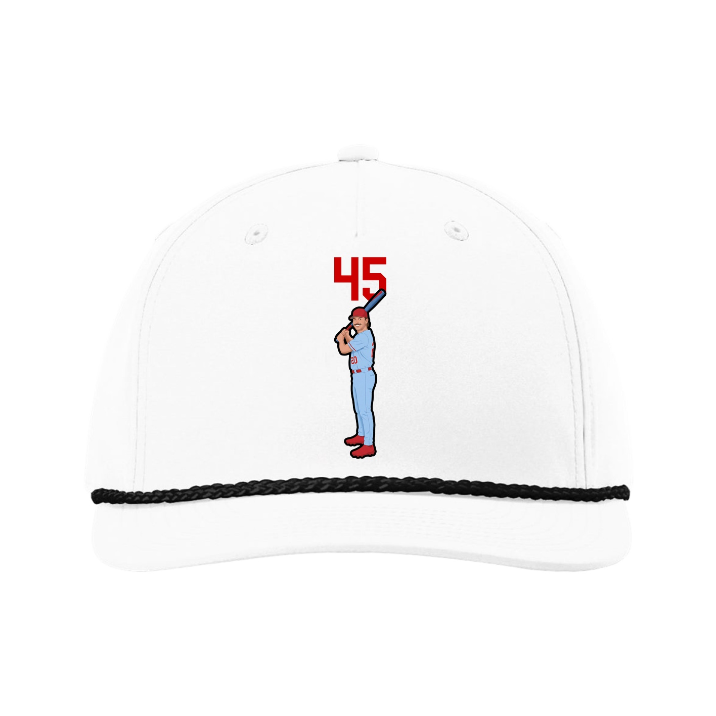 Five-Panel Classic Rope Cap — Number Top in White