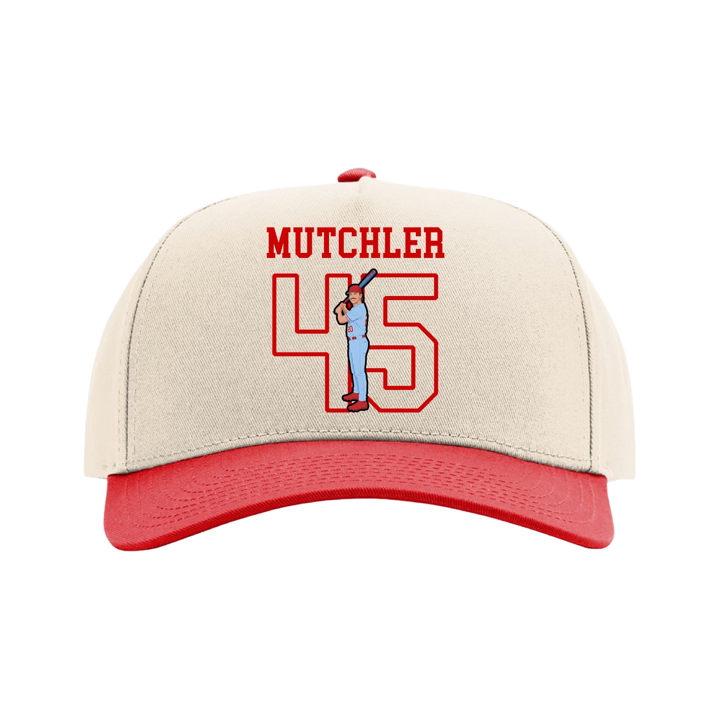 Full Fabric Five-Panel Champ Cap — Shirsey in Cream/Red