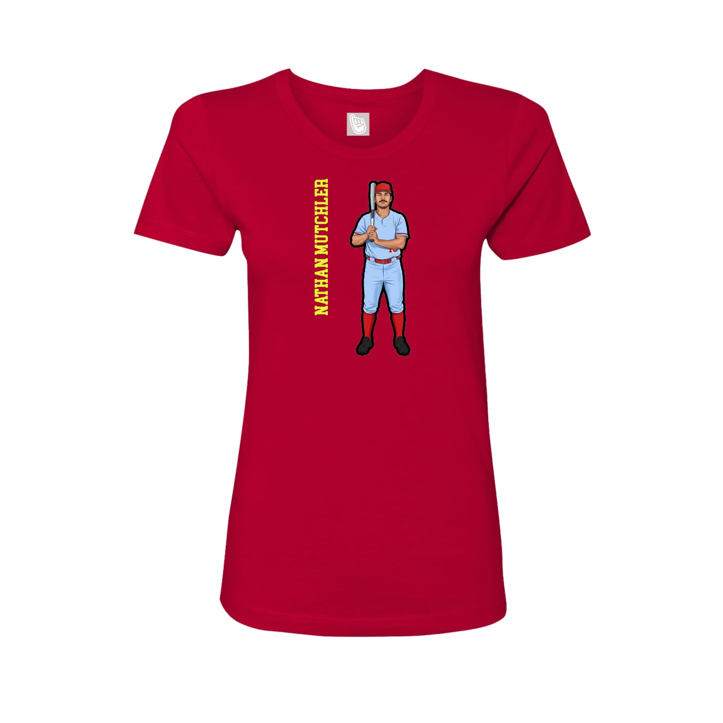 Fitted Women's Tee — Name Vertical in Red