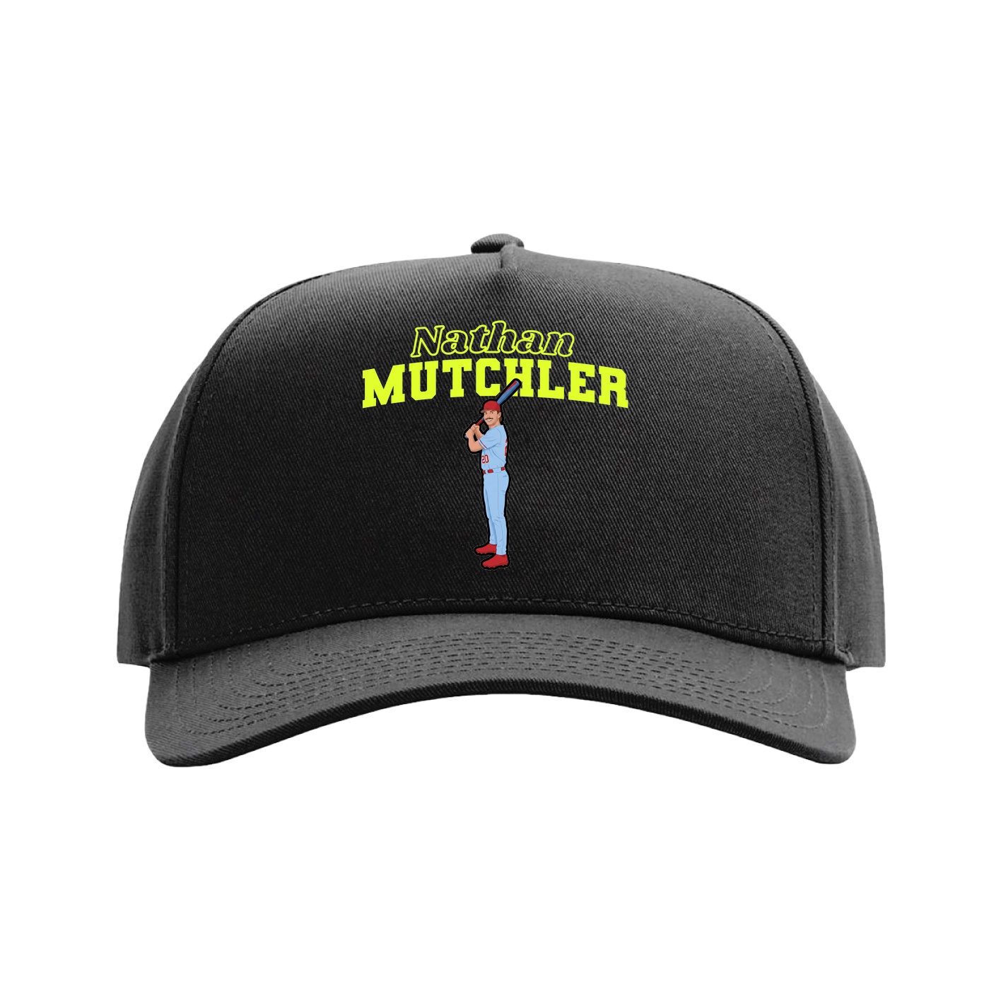 Full Fabric Five-Panel Champ Cap — Name Arch in Black