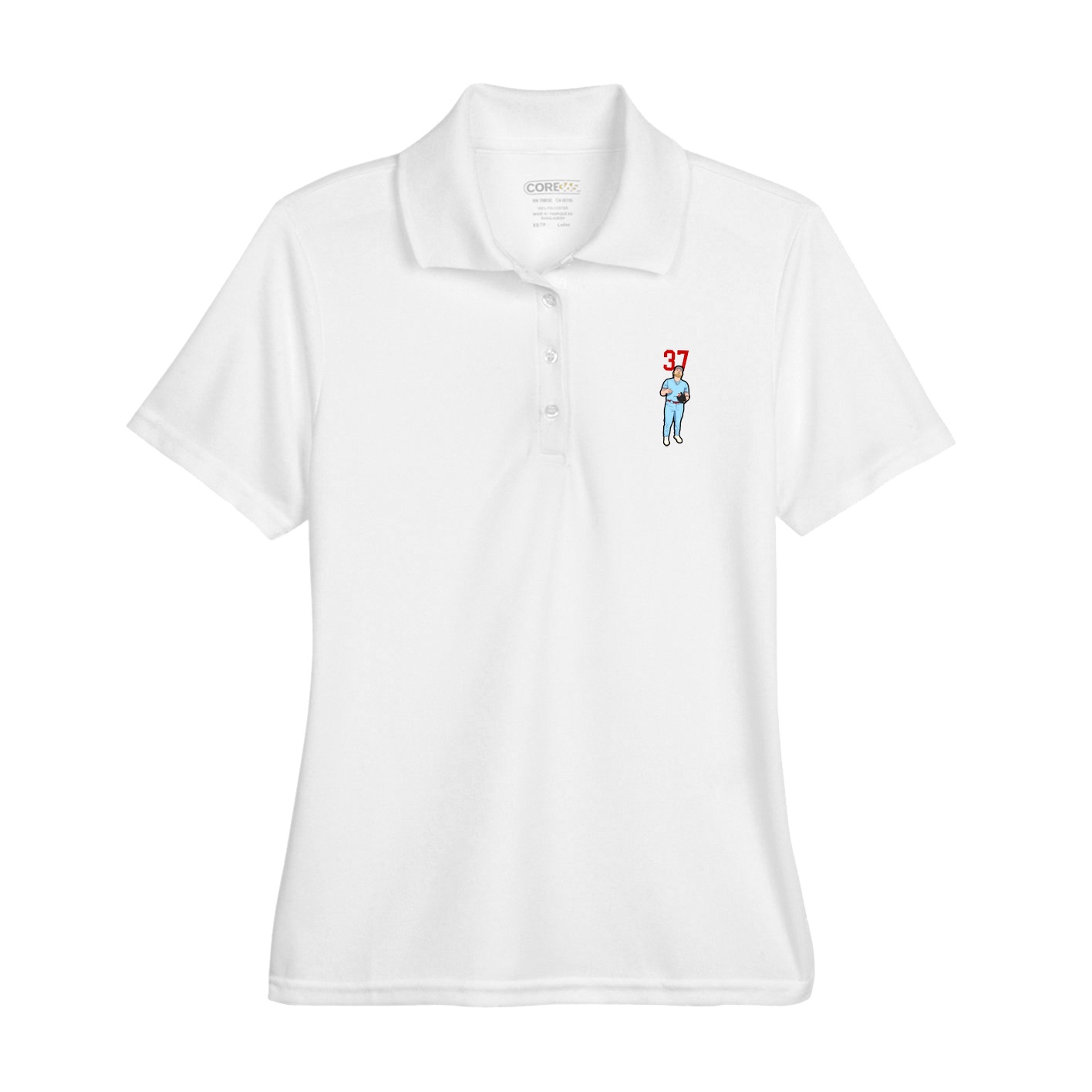 Womens Performance Polo — Number Top in White