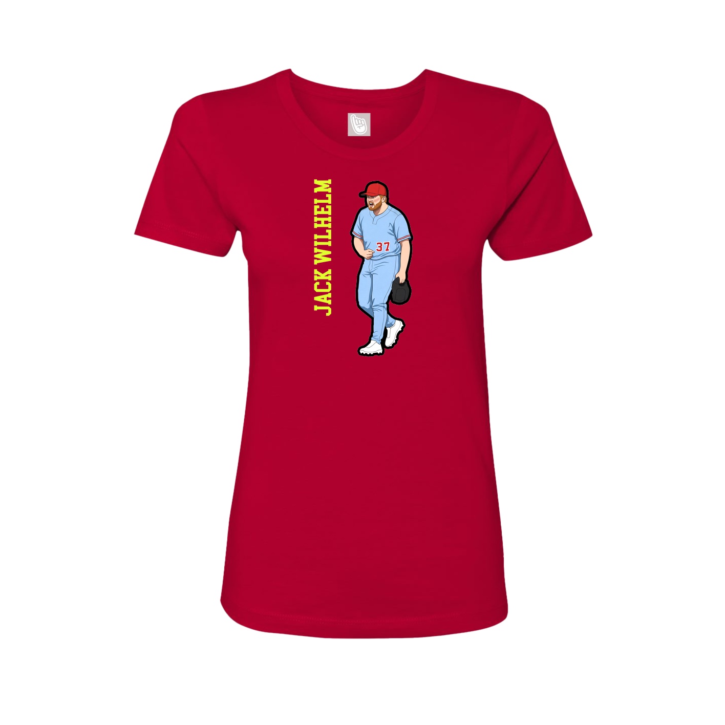 Fitted Women's Tee — Name Vertical in Red