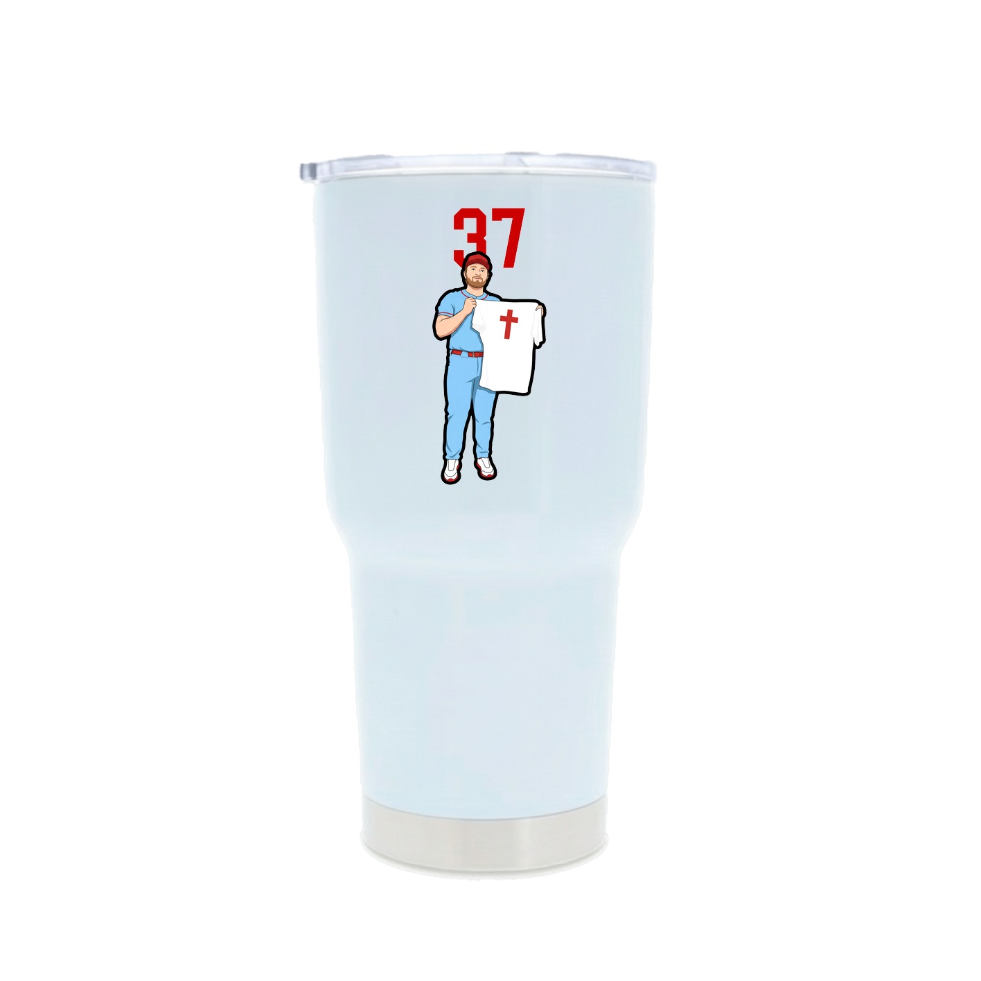 30oz Stainless Steel Tumbler — Number Top in White