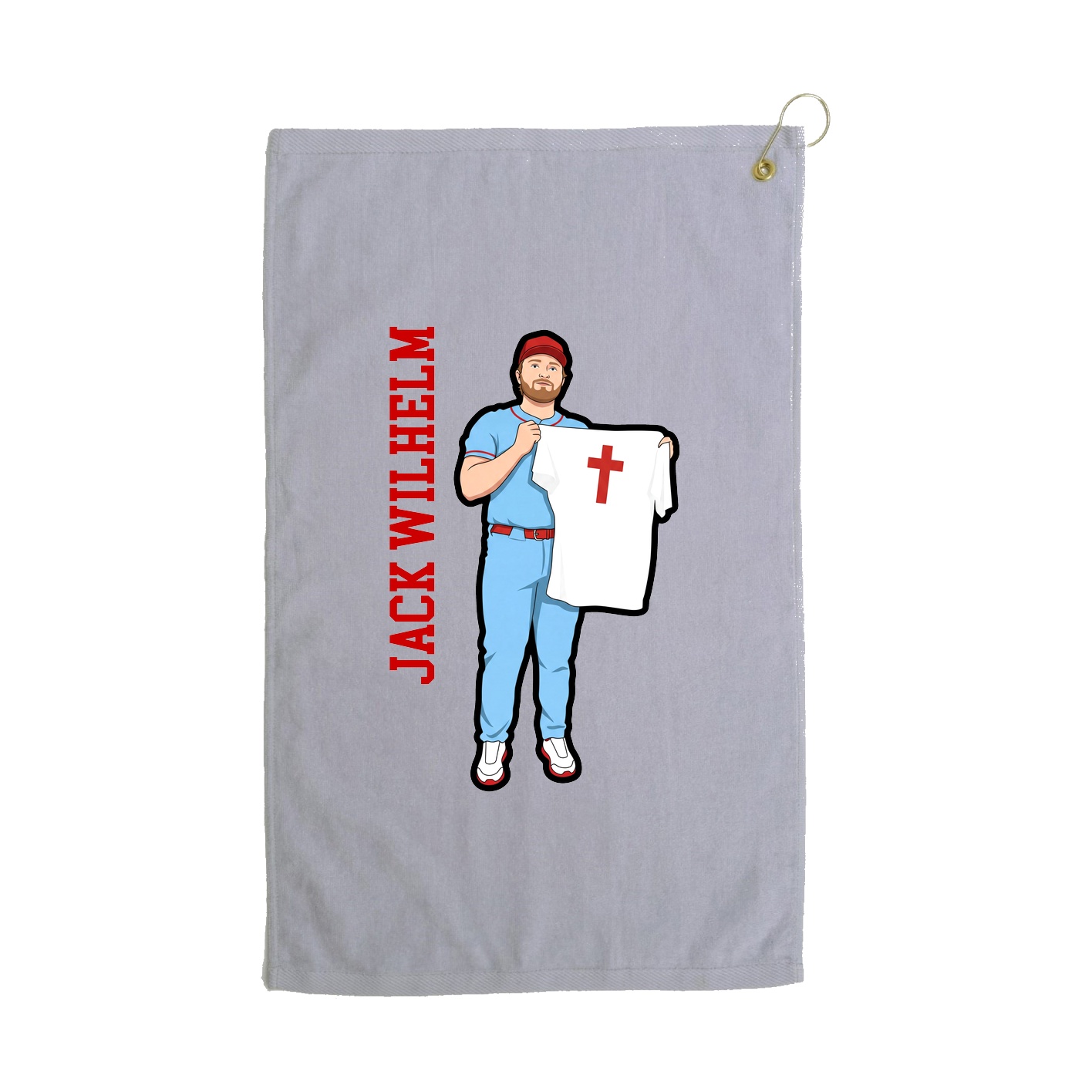 Golf Towel — Name Vertical in Grey