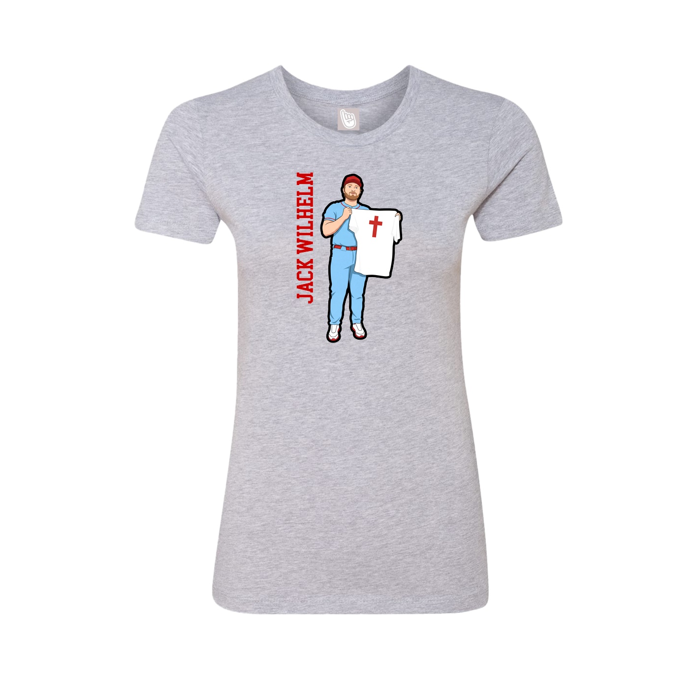 Fitted Women's Tee — Name Vertical in Grey