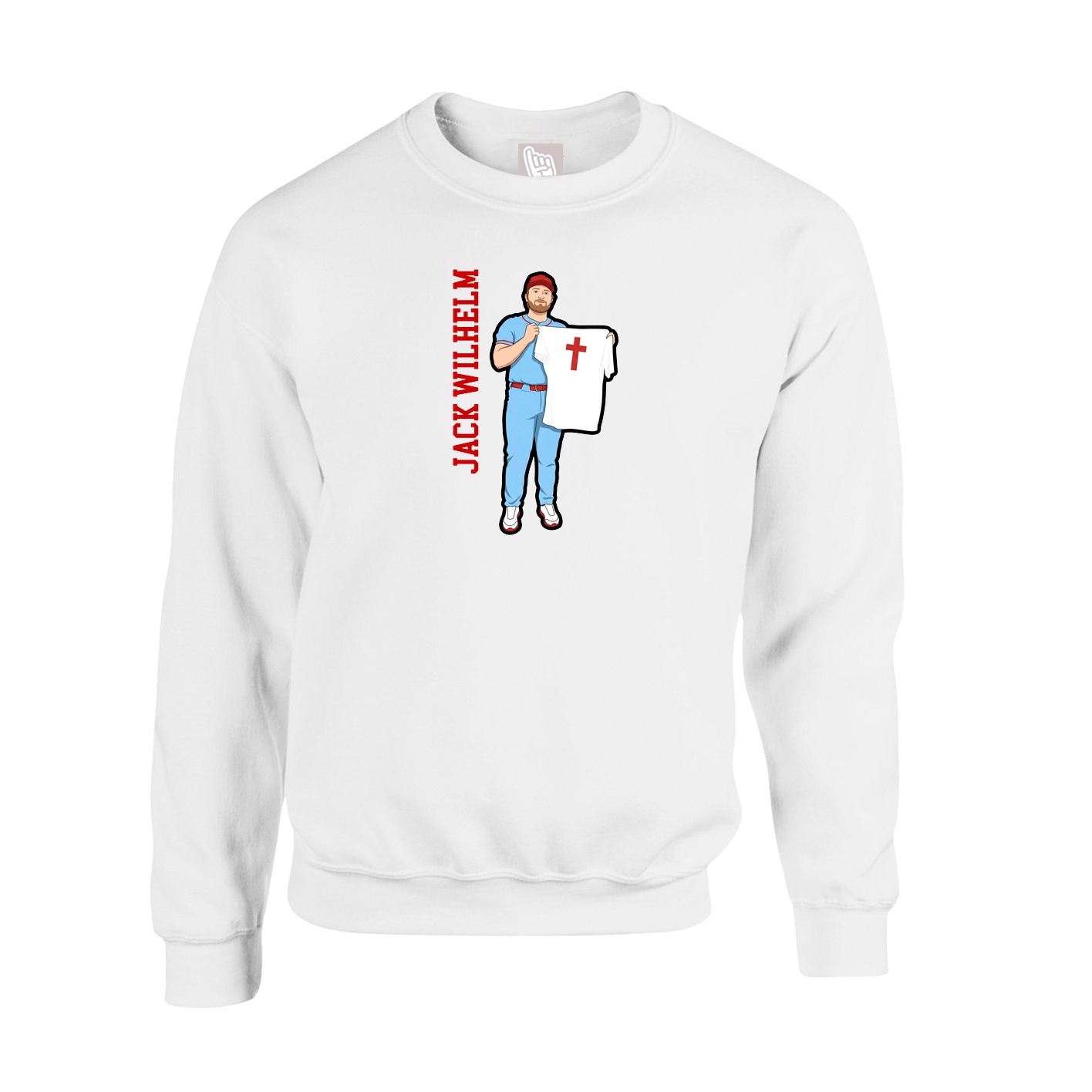 Fleece Crew — Name Vertical in White