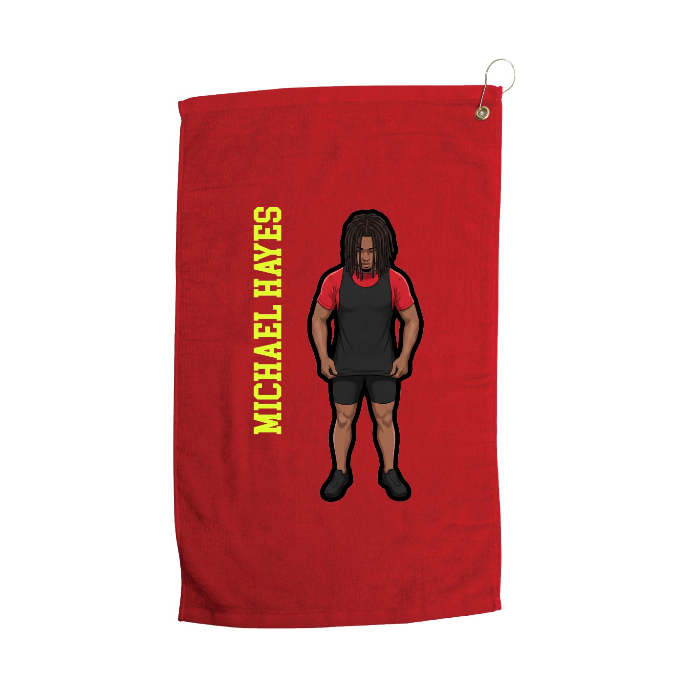 Golf Towel — Name Vertical in Red