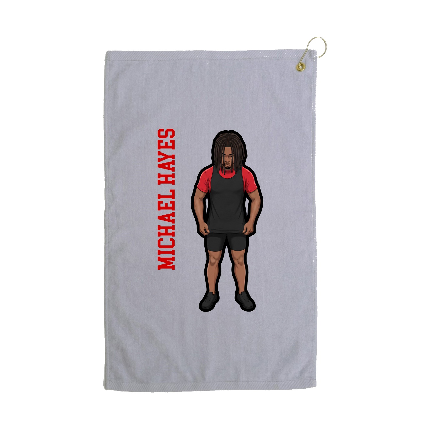 Golf Towel — Name Vertical in Grey