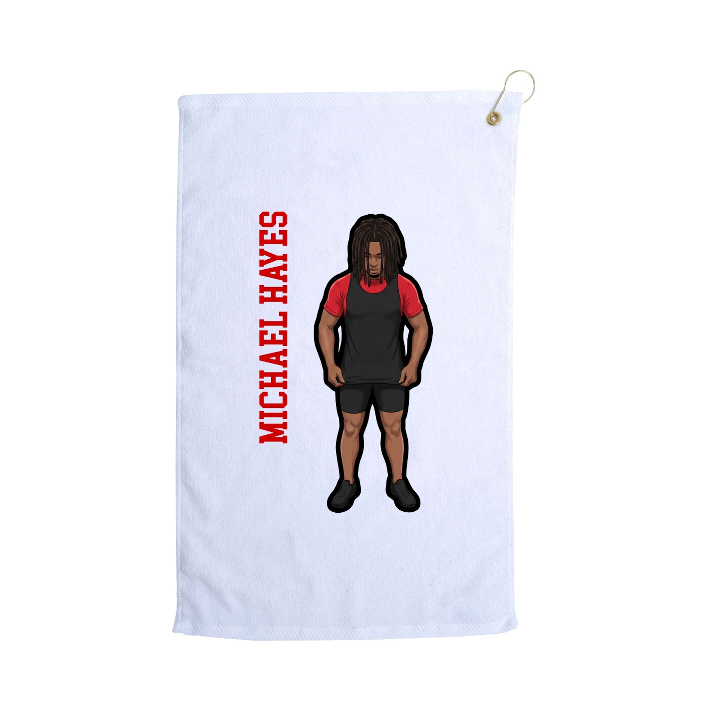 Golf Towel — Name Vertical in White