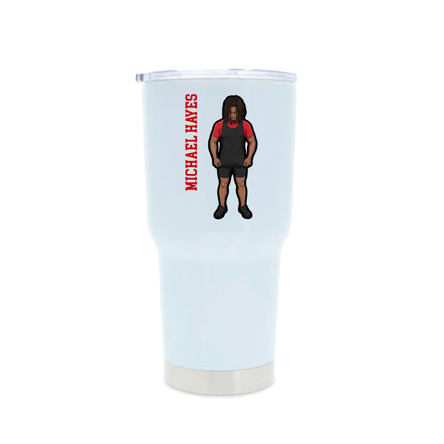 30oz Stainless Steel Tumbler — Name Vertical in White