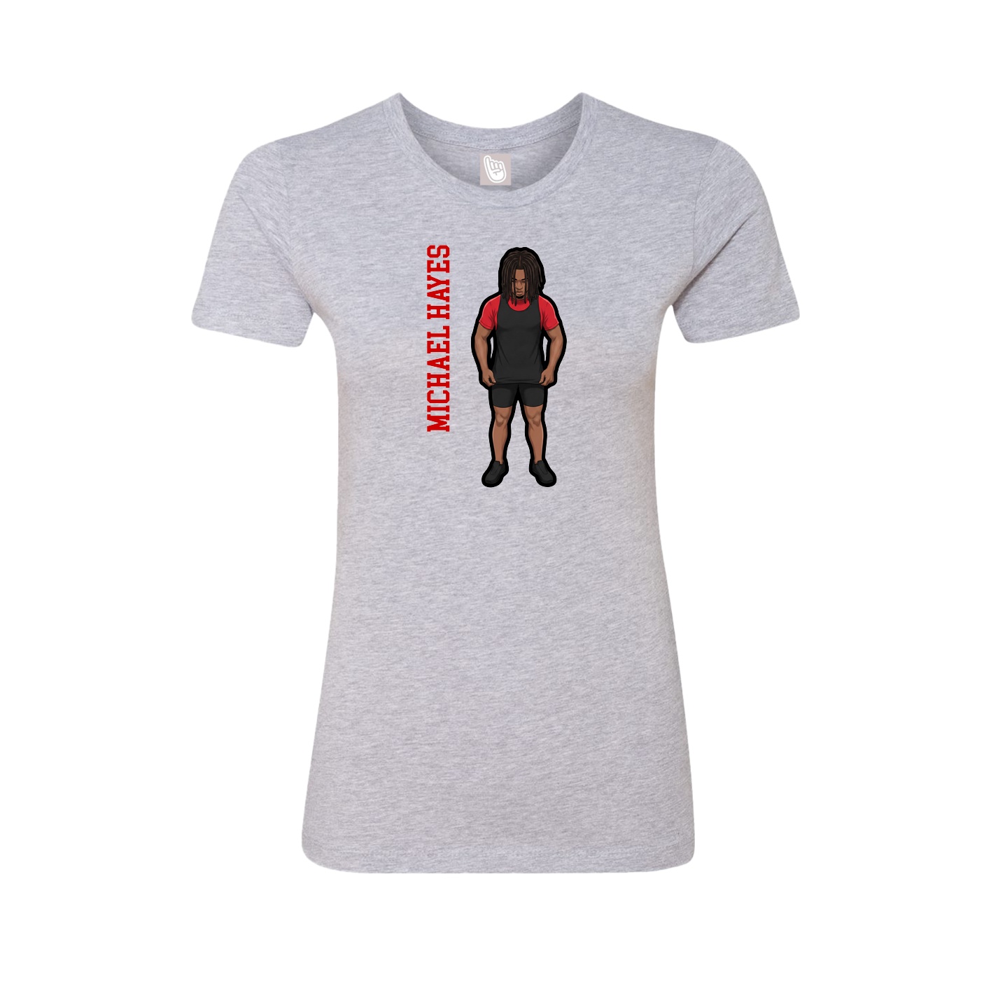 Womens Tee — Name Vertical in Grey