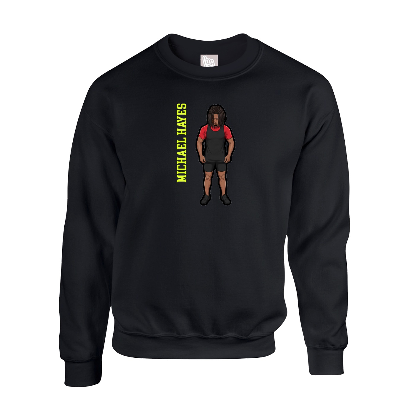 Fleece Crew — Name Vertical in Black