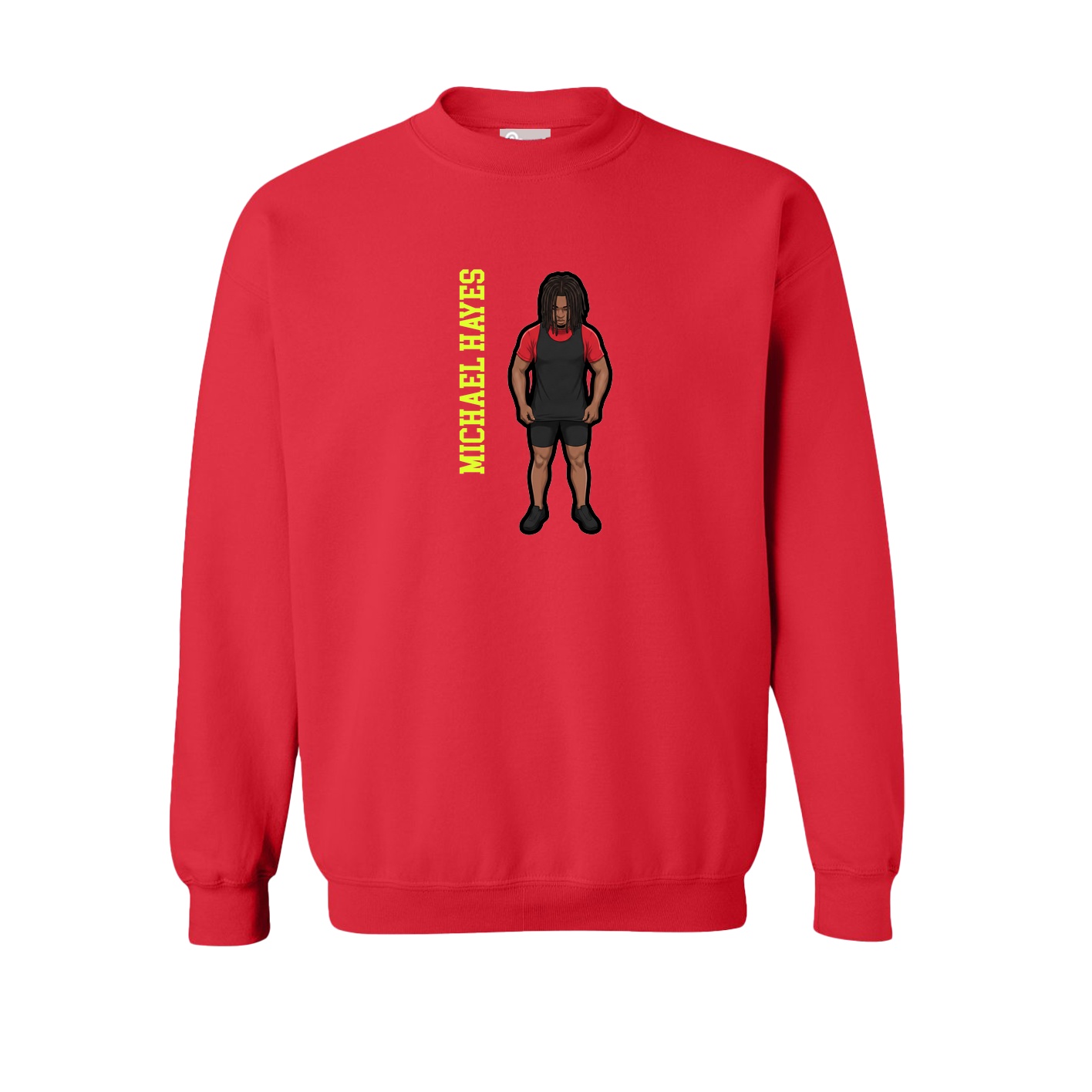 Fleece Crew — Name Vertical in Red