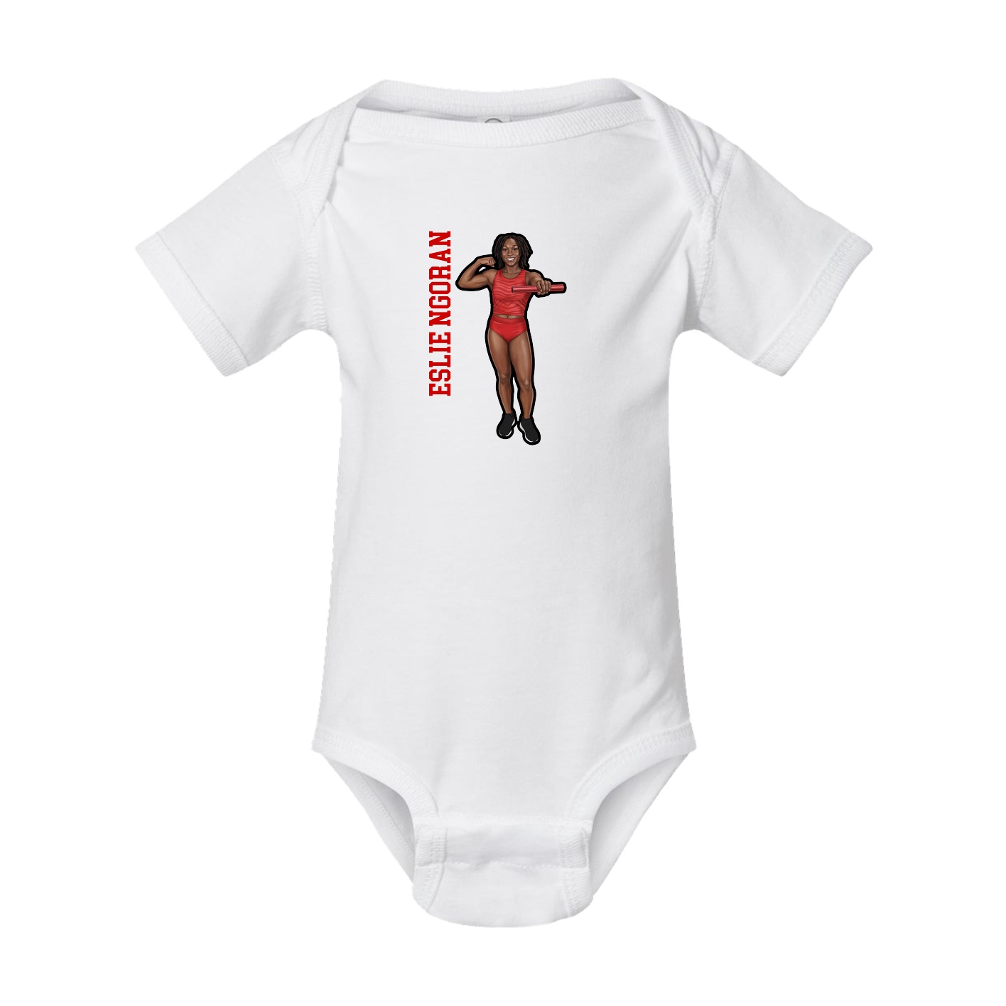 Baby Onesie — Name Vertical in White