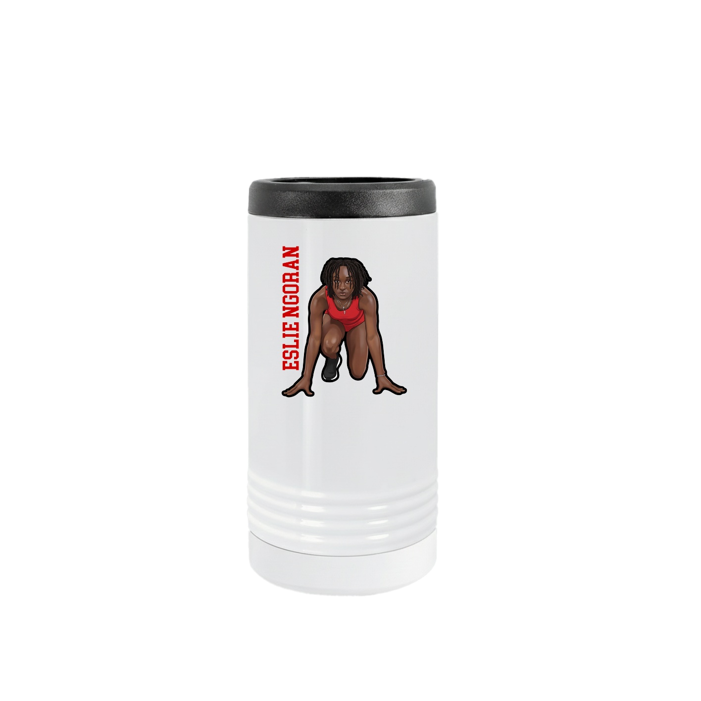 Slim Beverage Holder — Name Vertical in White