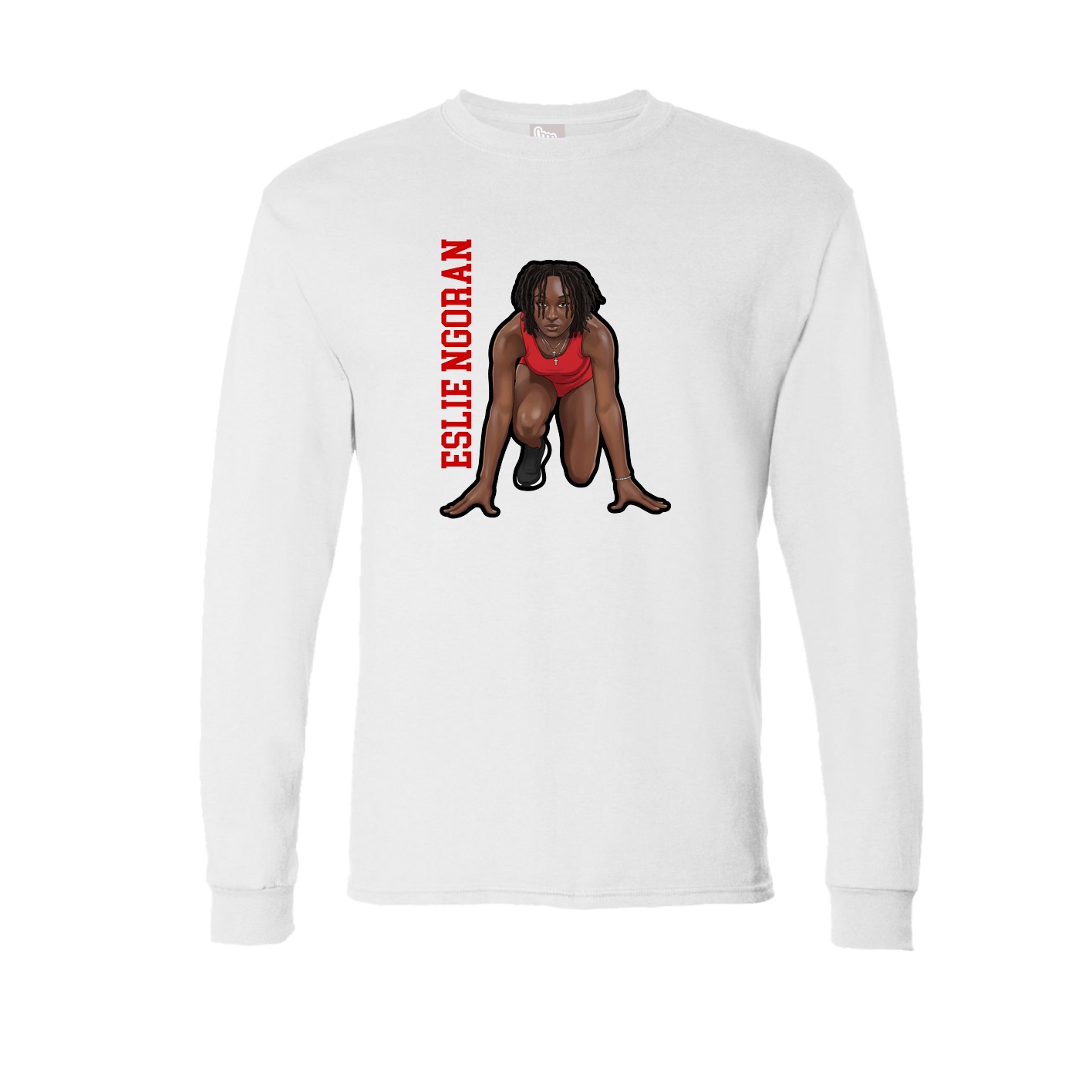 Long Sleeve Tee — Name Vertical in White