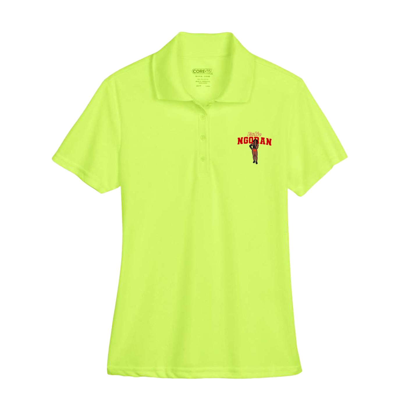 Womens Performance Polo — Name Arch in Yellow