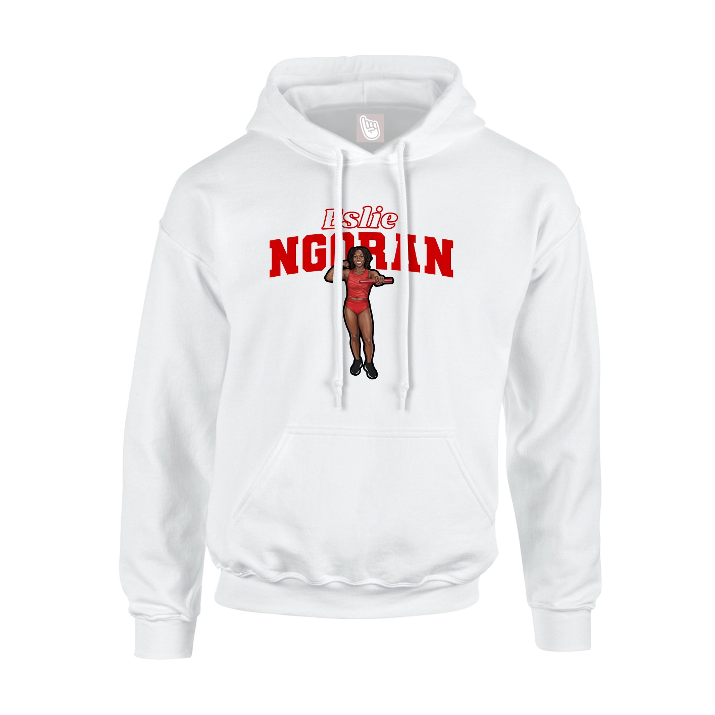 Youth Hoodie — Name Arch in White