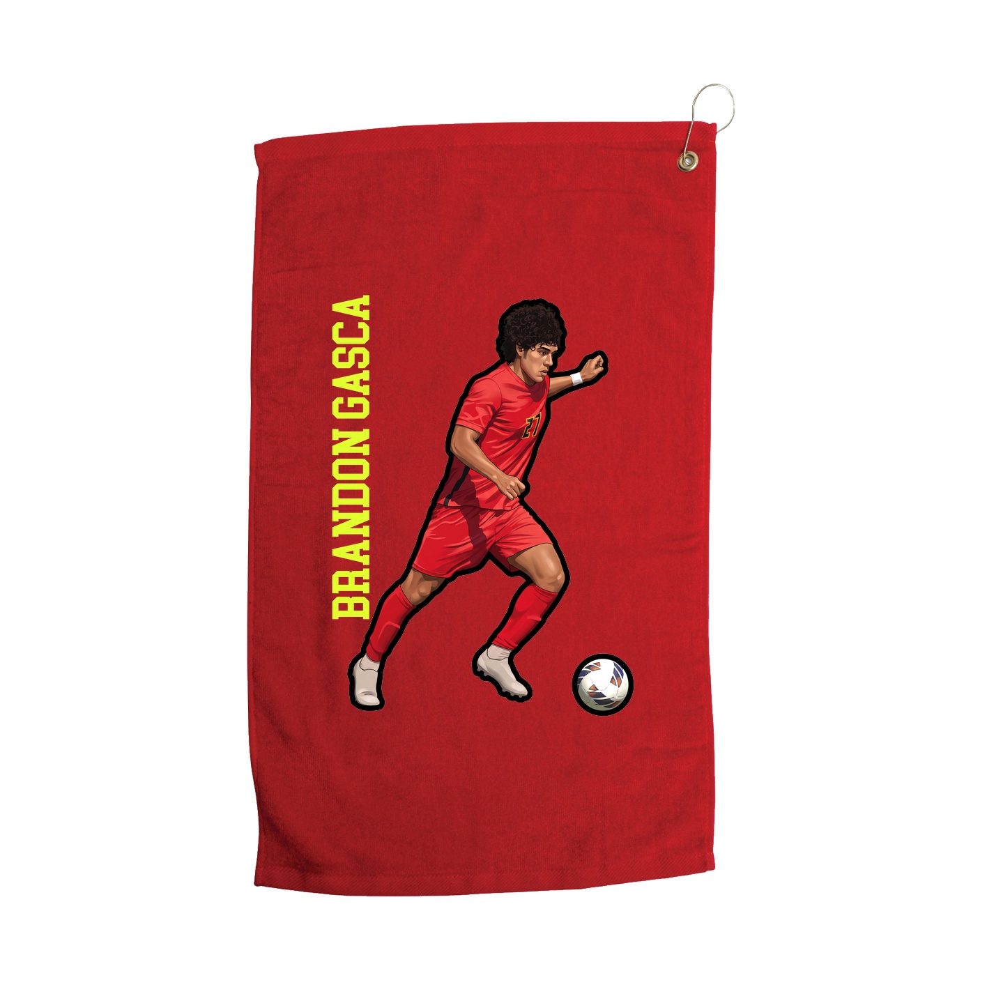 Golf Towel — Name Vertical in Red
