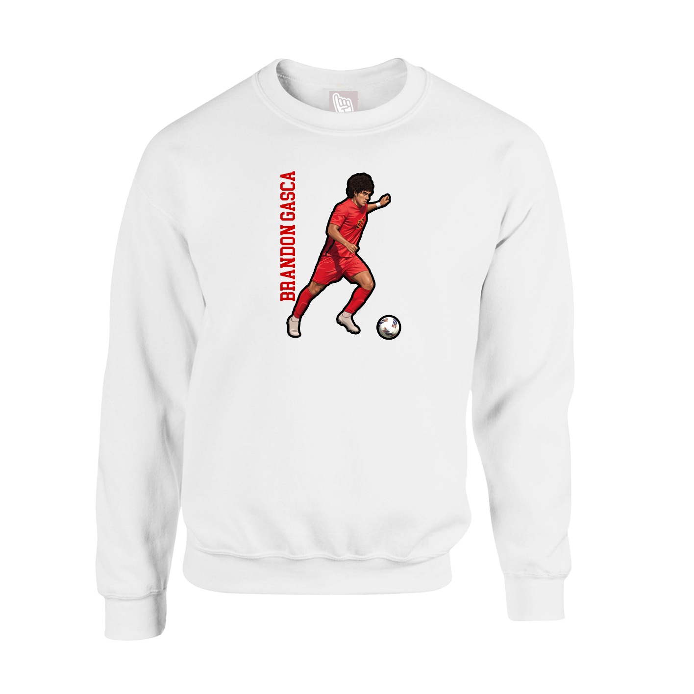 Fleece Crew — Name Vertical in White