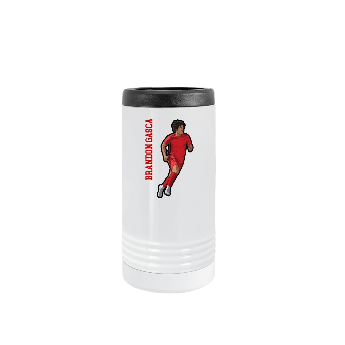 Slim Beverage Holder — Name Vertical in White