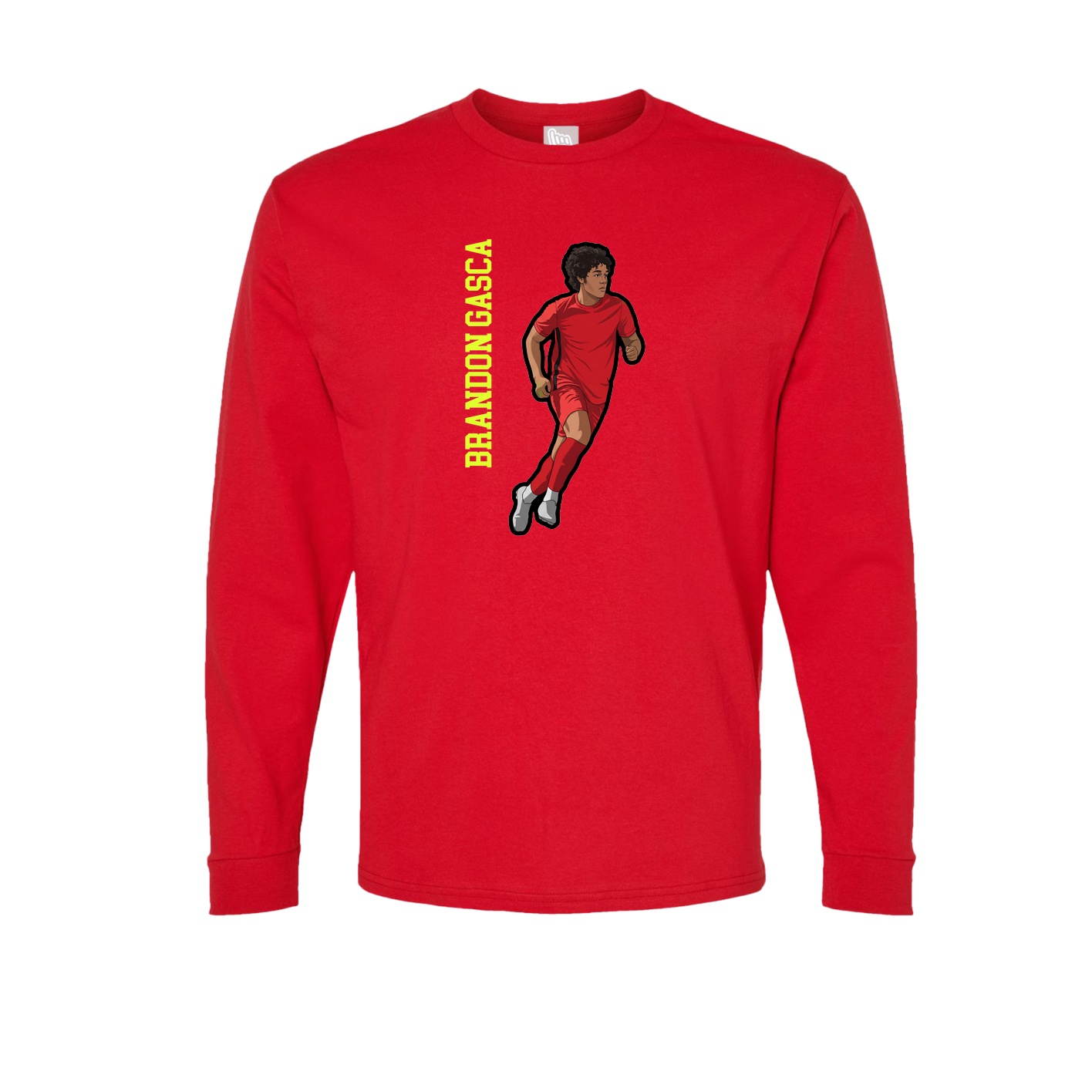 Long Sleeve Tee — Name Vertical in Red